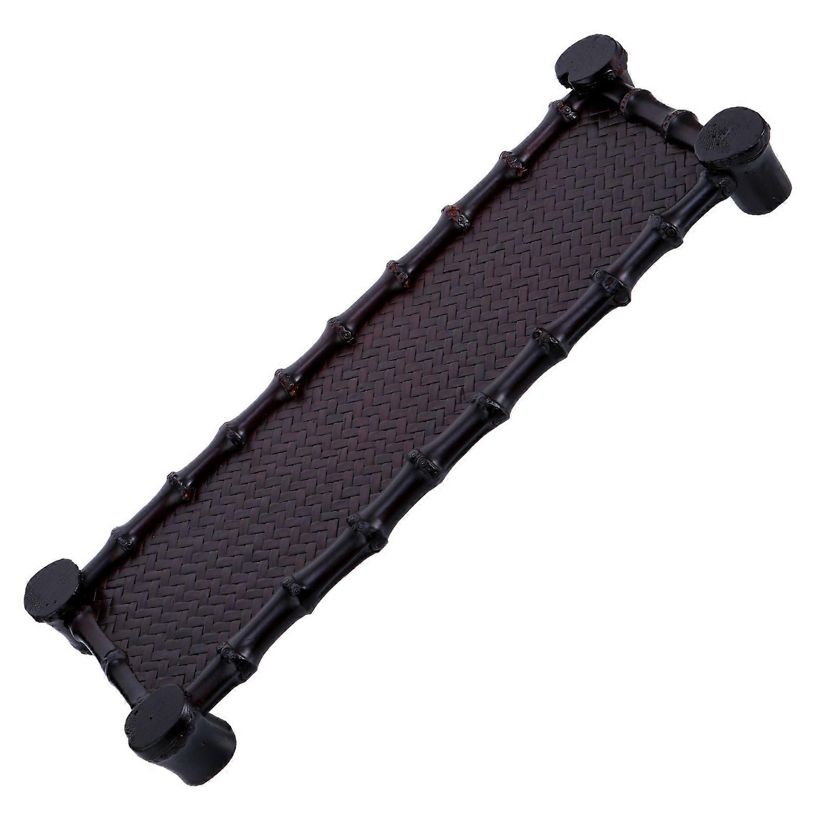 Black Bamboo Serving Tray Storage Rack for Tea Table 3Pcs Set