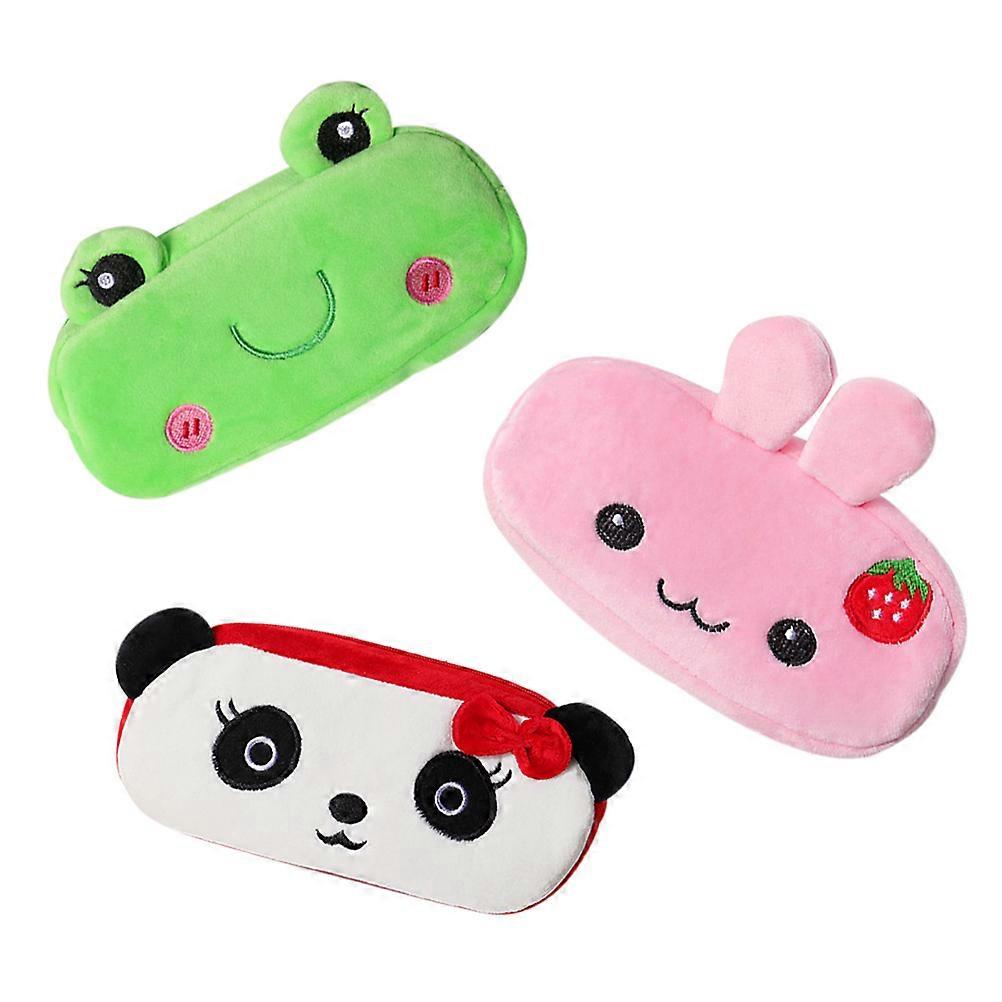 Simple Design Plush Pen Pouch Storage Gift For Women Students Assorted Color 6 Pcs