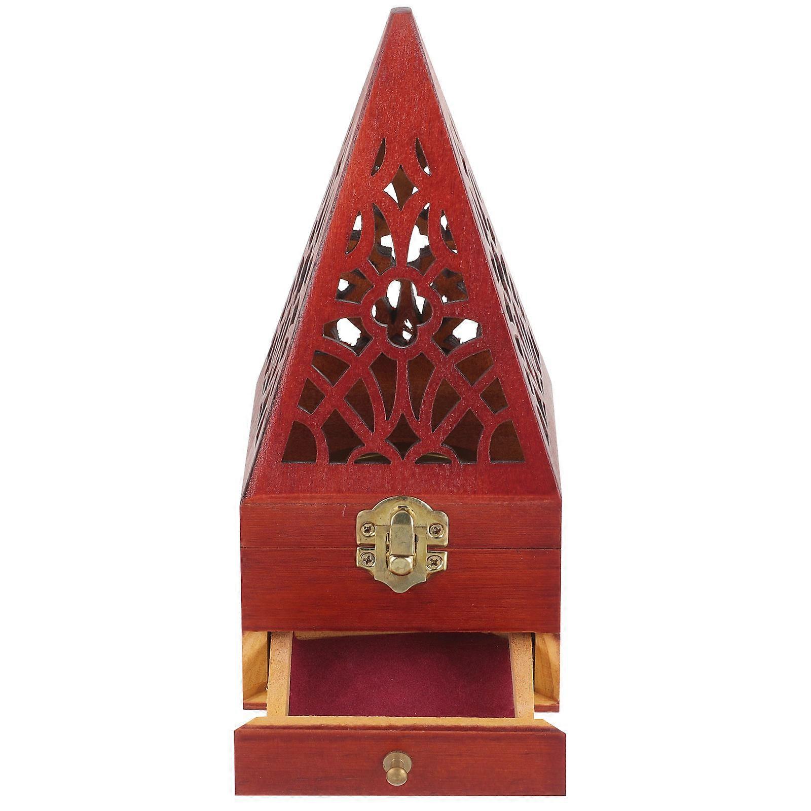 Brown Wood Incense Burner with for Tabletop Use 2Pcs