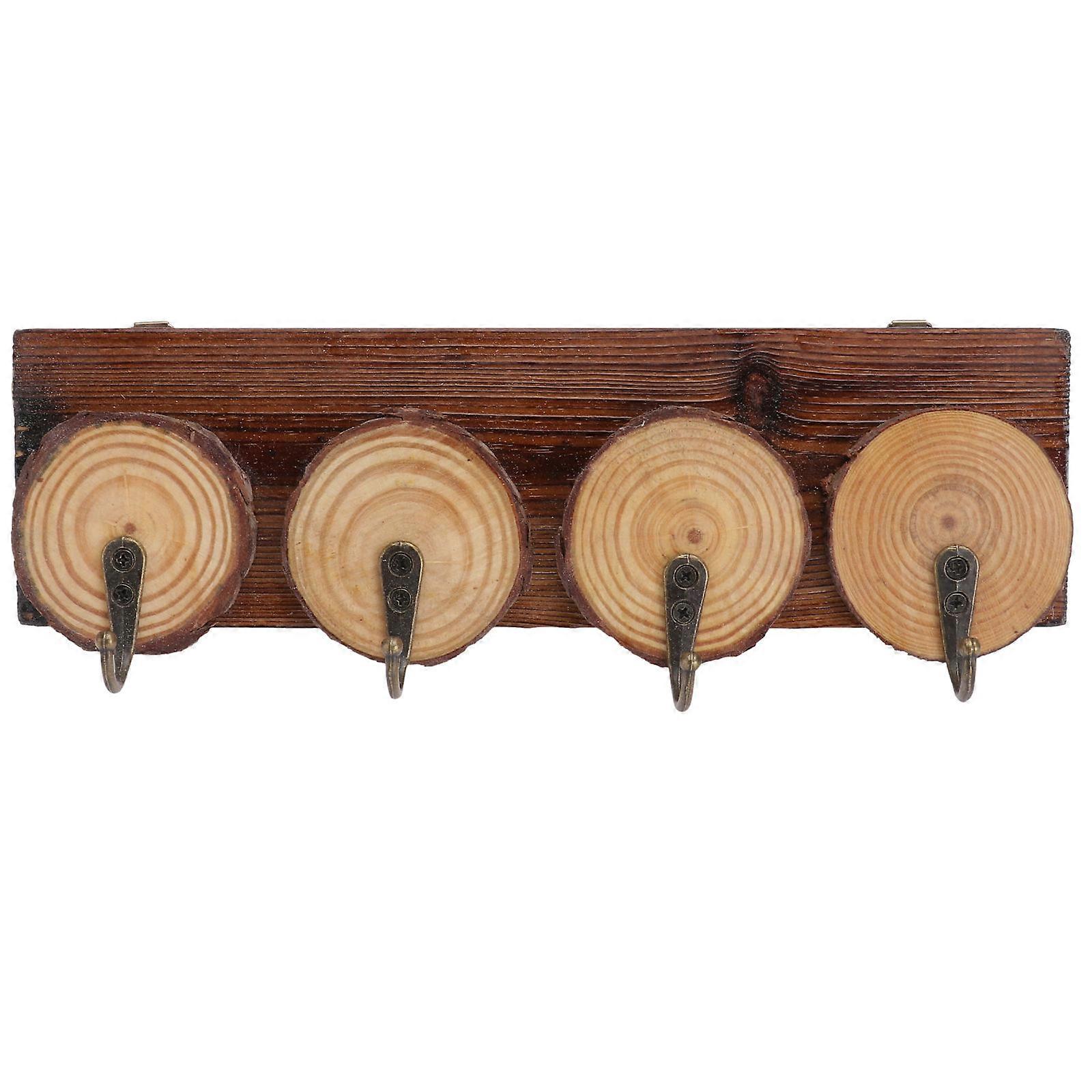 Wooden Hook Coat Hanger for Clothes with 3Pcs Practical Wall Hooks