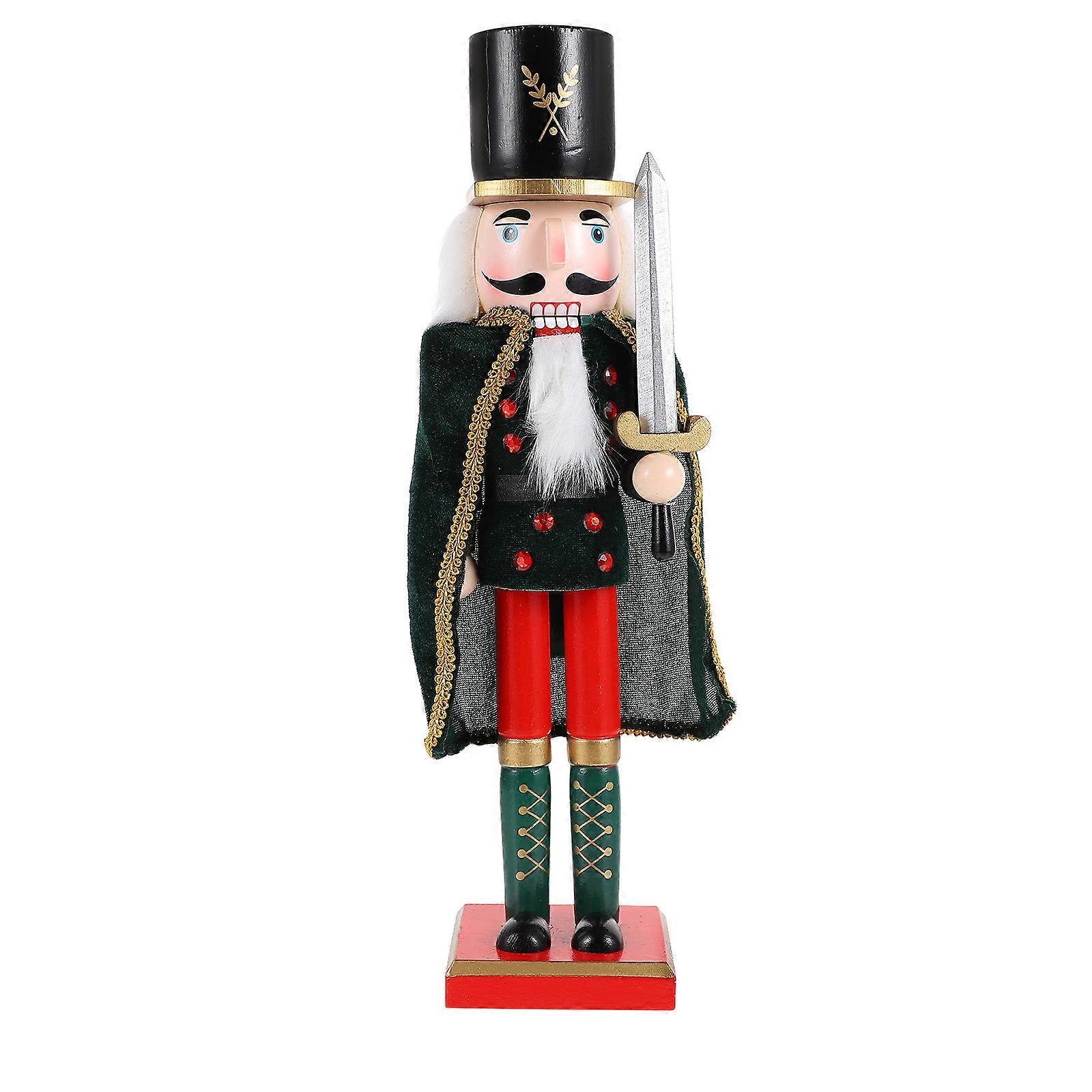 Home Ornament Nutcracker Doll for Decoration 3Pcs Green Cloak Design