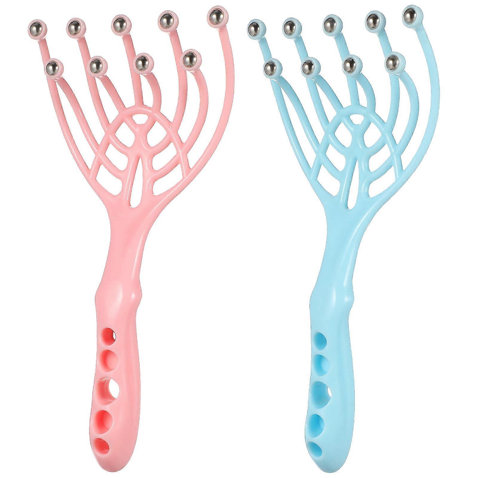 Head Massager Scalp 2Pcs Nine-Claw Plastic Manual For Deep Relaxation