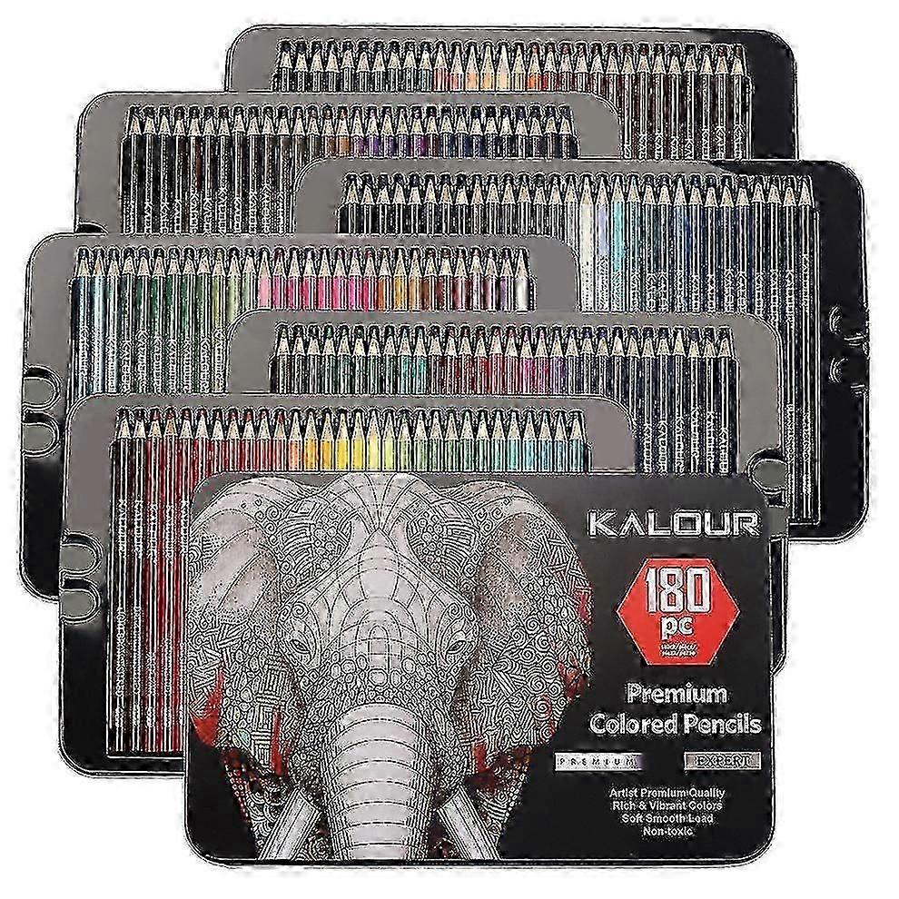 180 Colored Pencil Set for Adults Artists - Rich Pigment Soft Core -12 Metallic Pencil Wax-Based for Coloring Drawing Sketching Shading Blending