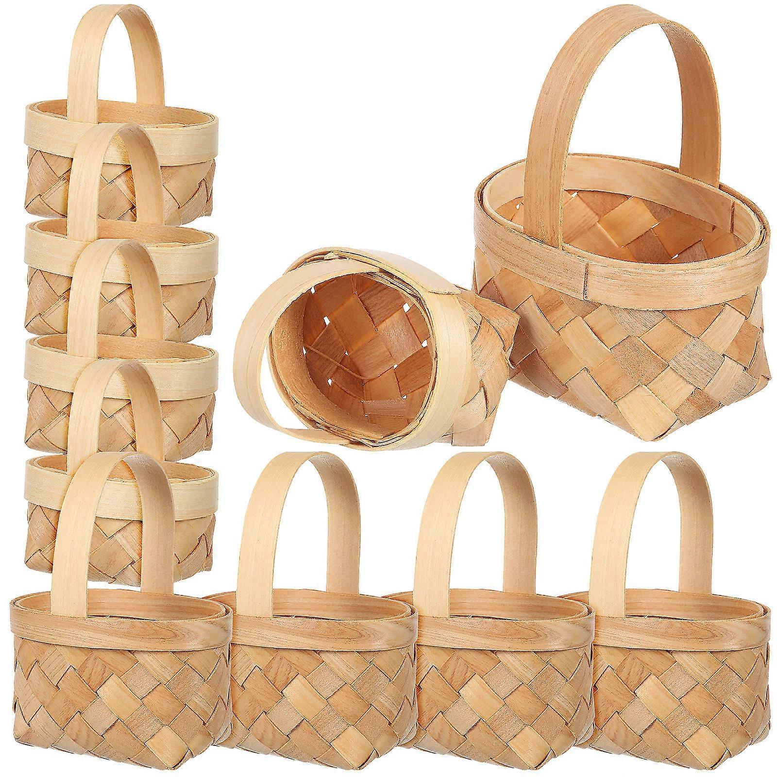 Mini Wood Baskets for Storage Use with 24Pcs Handcrafted Woven Baskets