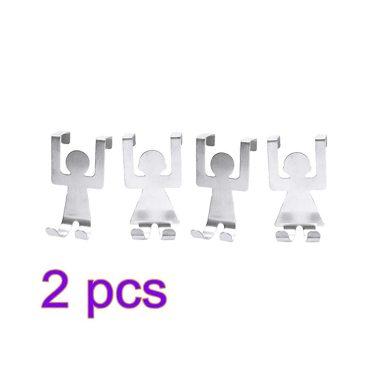 Cartoon Humanoid Door Back Hooks for Organizing 8Pcs Silver