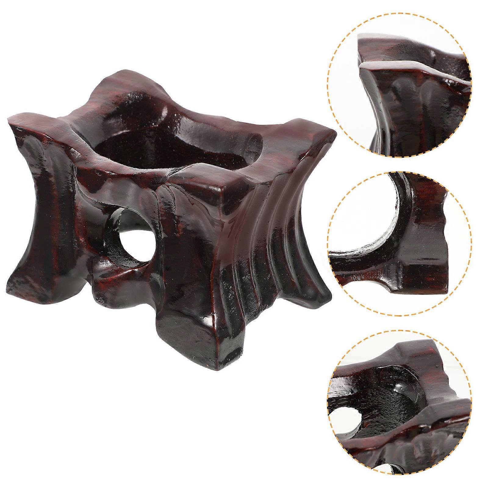 Wood Sphere Stand 4Pcs Rectangular Display Holder For Interior Decorators 2.8X7.9X2In