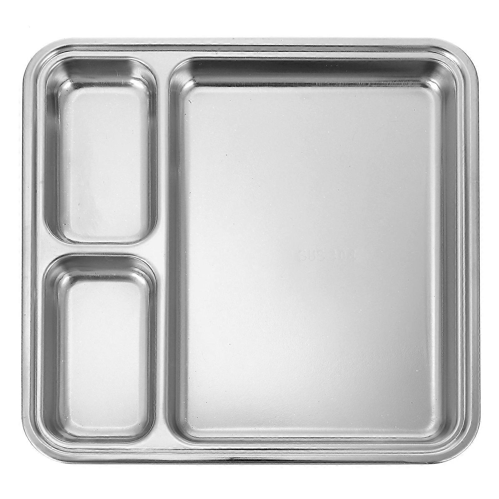 Breakfast Plate Stainless Steel Plate with Compartments 2Pcs