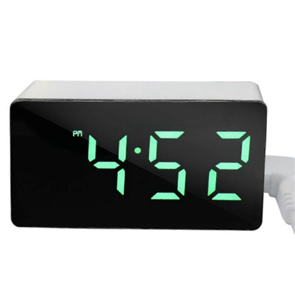 Digital Clock TEMP Date 3 Alarms Power-Off Memory Table Clock Green