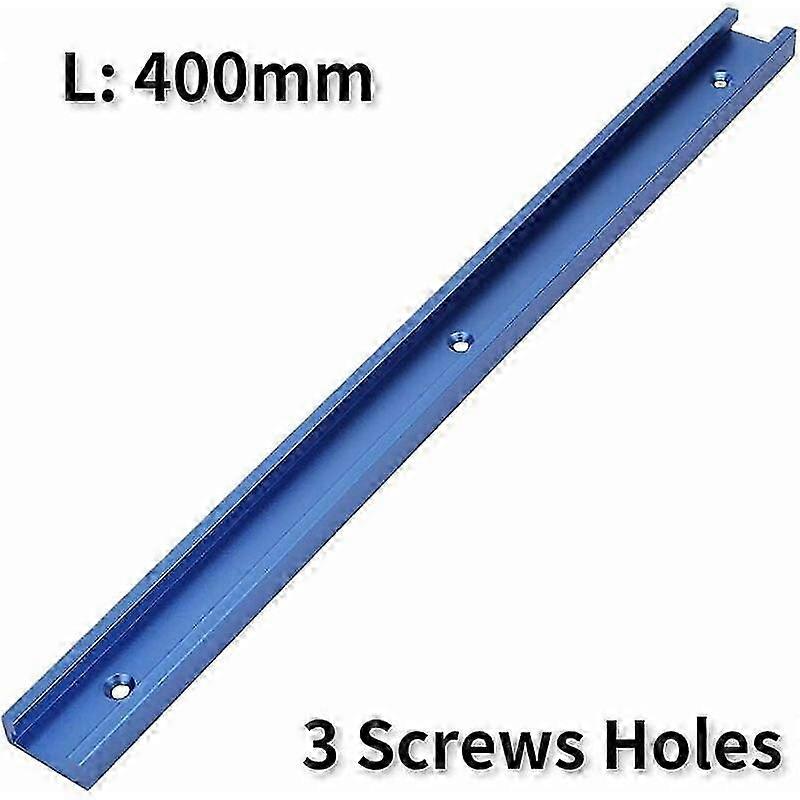 25-26 Aluminum Alloy T-Track 400mm, Easy Installation with Predrilled Mounting Holes, Universal Double Cut Profile for Woodworking, Blue