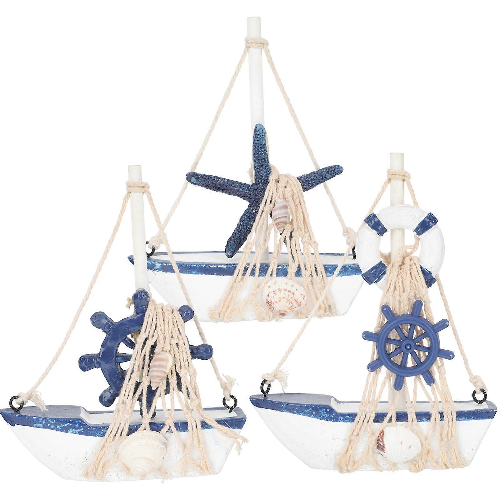 Wooden Sailboat Figurine for Decoration 15Pcs Assorted Color Model Set