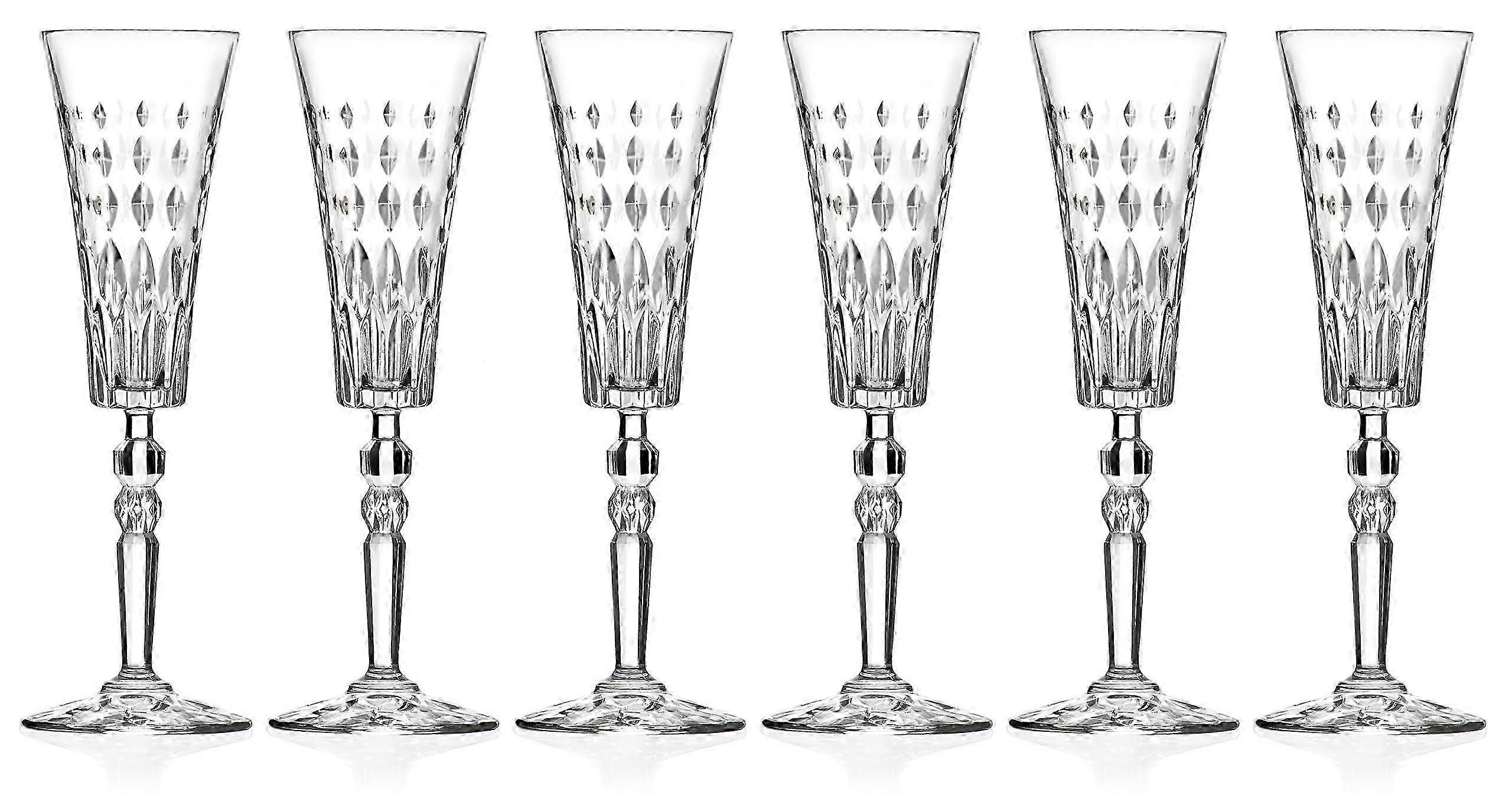 6 Flöten Kristallgläser zum Anstoßen auf Hochzeiten 116Ml
