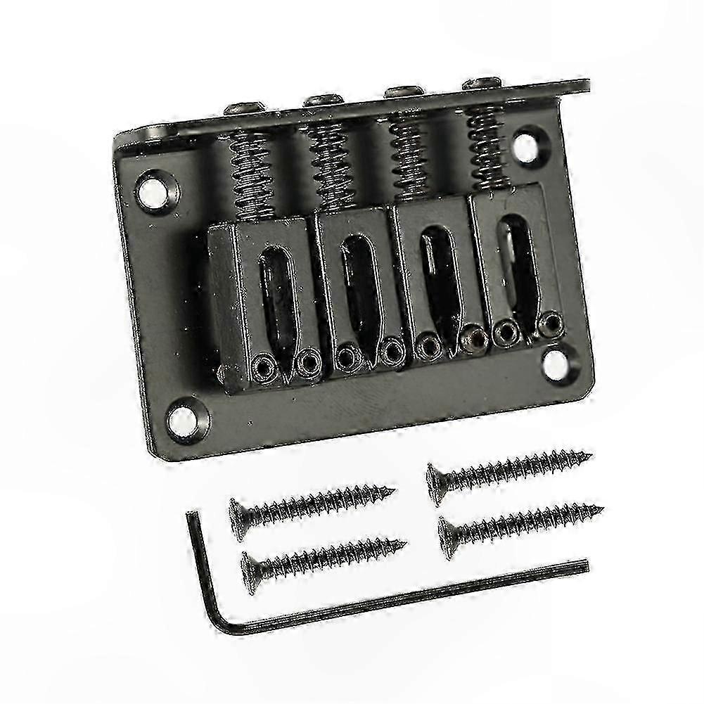 Black Chrome Hardtail Bridge for 4-String Cigar Box Guitars and Electric Ukuleles