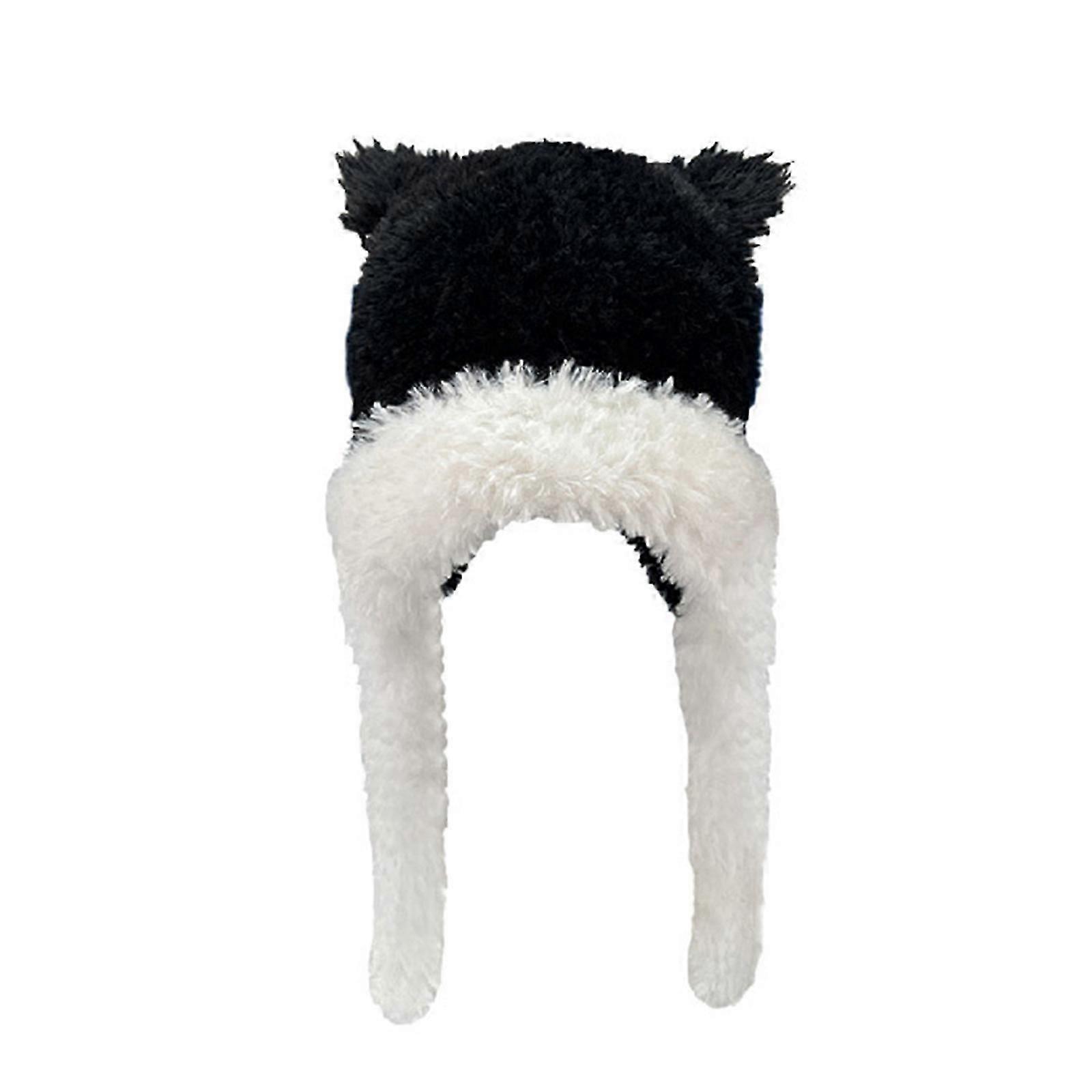 Trapper klobouk pro studenty a dospělé, větruodolná zimní čepice, tlustá plyšová čepice ve tvaru medvědího ucha, hřejivá lyžařská cyklistická čepice, bílá/černá