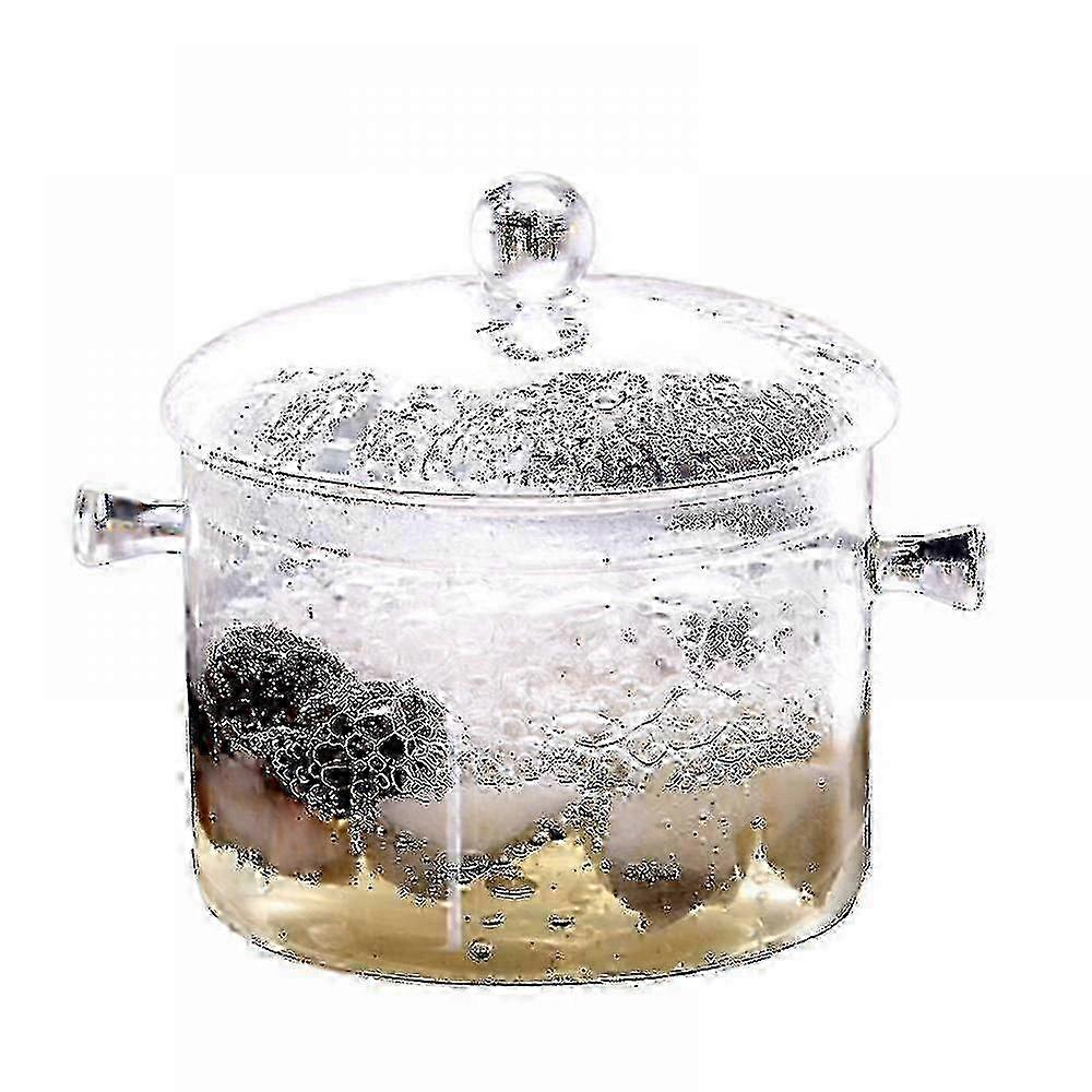 ガラス鍋&スープボウルセット:蓋&取っ手付き耐熱調理鍋、パスタ用透明ガラス調理器具、スープ&ミルク(1.5l)