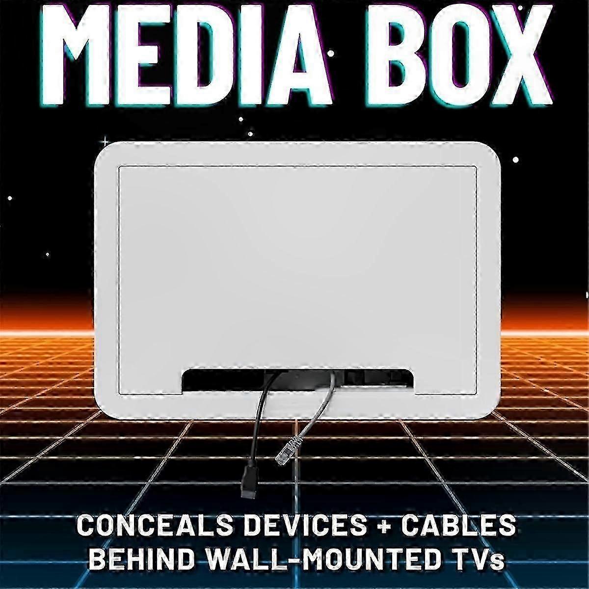 9 Inch In-Wall TV Media Box - Recessed Outlet & Network Enclosure for Streaming Devices and Cable Management Solution