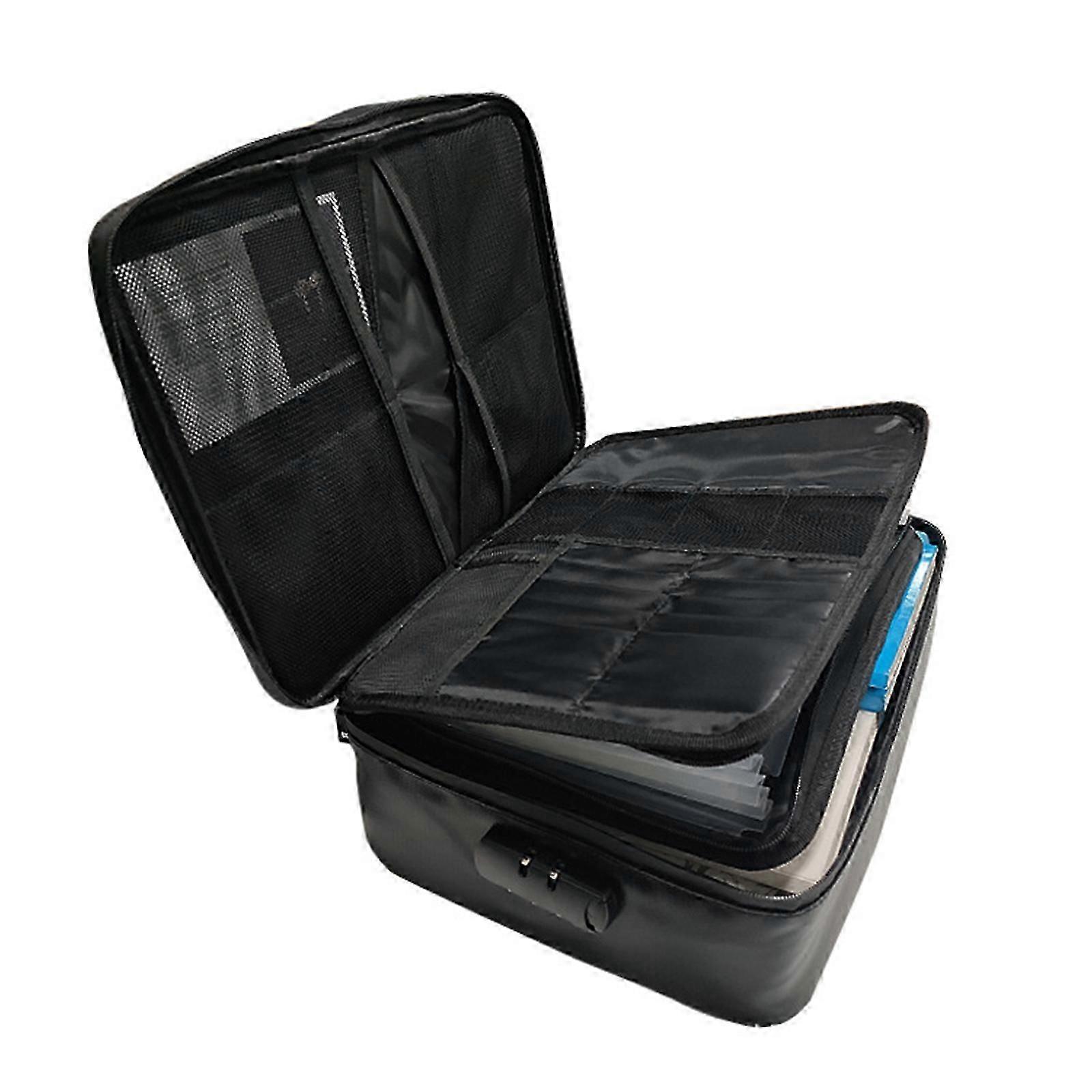 2192 Fire Resistant Document Box File Organiser Box with Lock Waterproof Document Storage Case for Home, Travel, Office