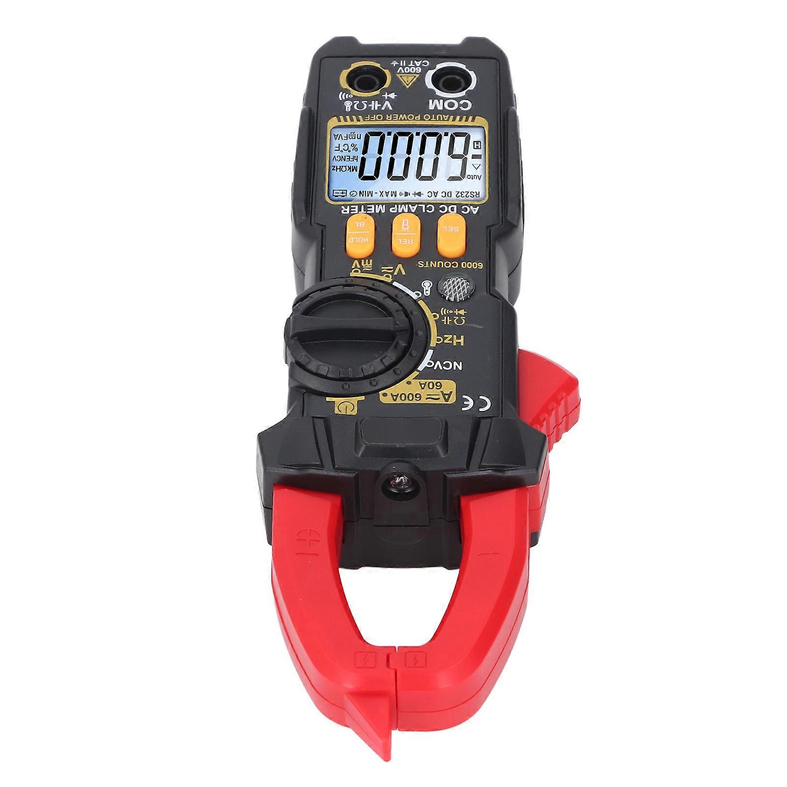 Digital Clamp Meter LCD Display 6000 Counts Multimeter for AC DC Current Voltage Diode Temperature Capacitance Measuring 
