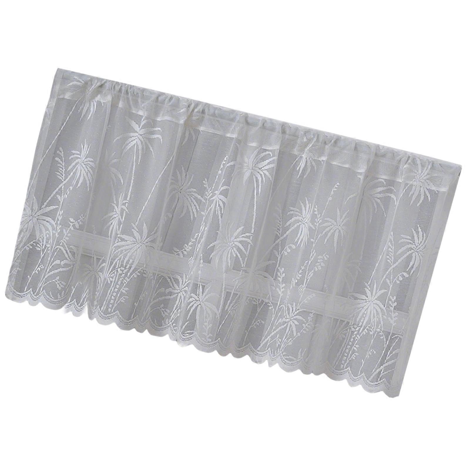 Stylish Polyester Coffee Curtain With Delicate Lace Pattern Fit Most Window Without Tool Need  180 60cm