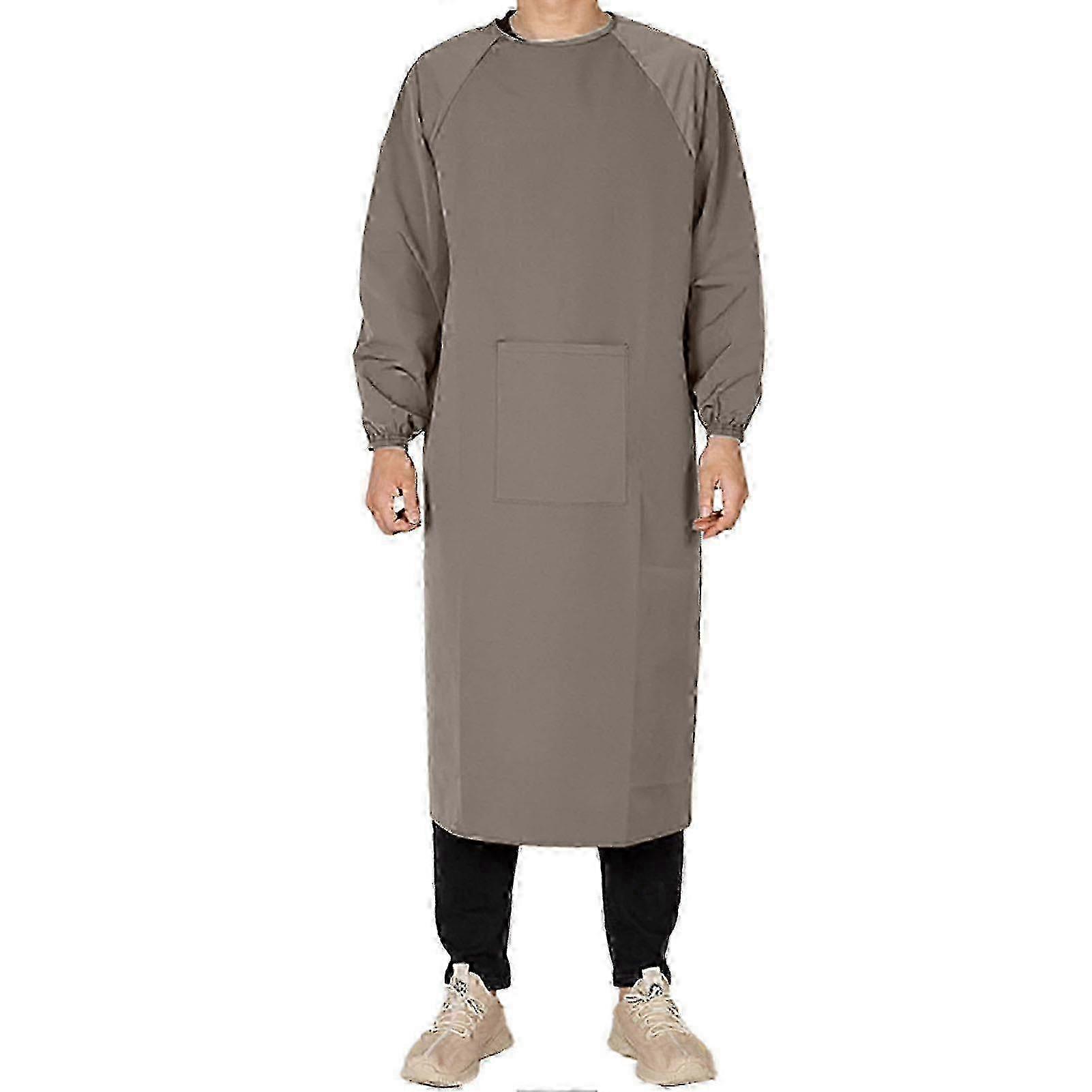 Unisex Waterproof Canvas Apron with Large Pockets Elastic Long Sleeves for Chefs Grill Restaurant Bar Shop Jikaixiang