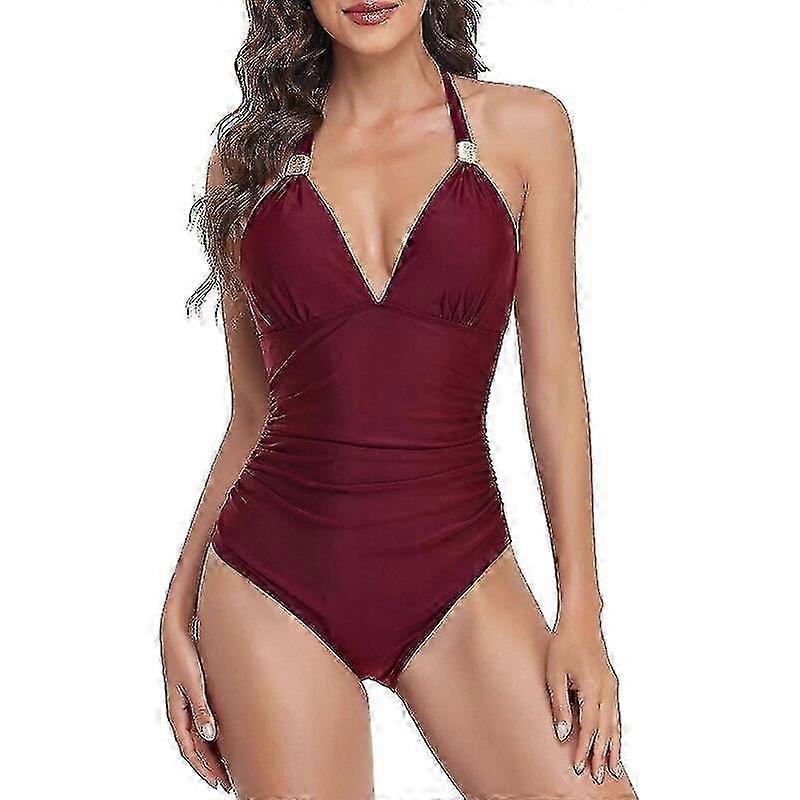 Damen-Einteiler-Badeanzug mit Neckholder und Blumenmuster