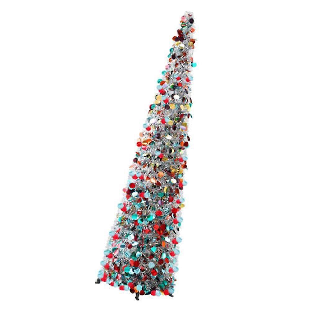 Folding Christmas Tree Artificial Holiday Tinsel Christmas Tree Multicolor