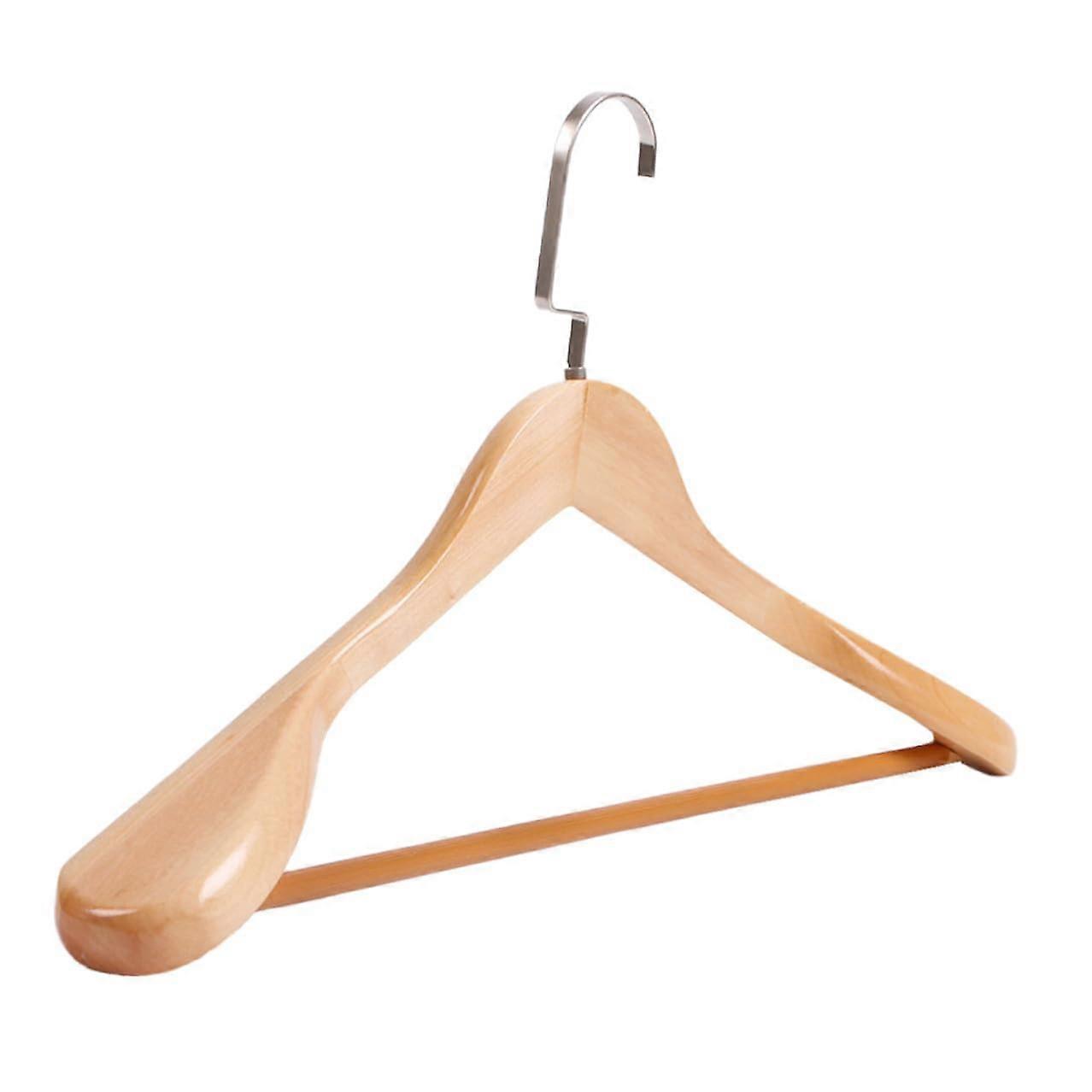 Thick Solid Wood Clothes Hanger With Wide Shoulders Non Slip Heavy Coat And Jacket Support For Pants And Sweaters