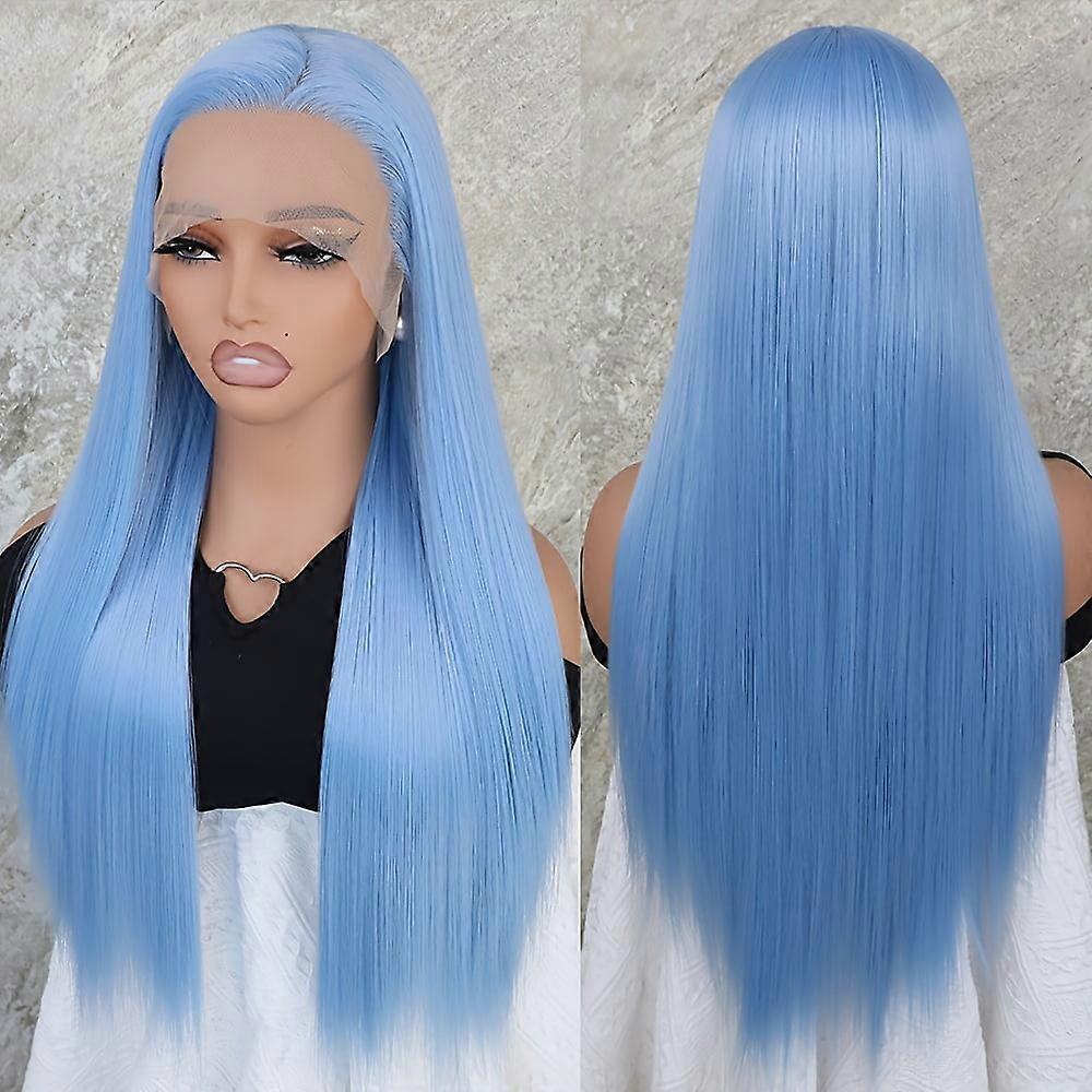 Perruque Lace Front rose 13x4, raie libre, 66 cm, cheveux synthétiques lisses et soyeux rose pastel, résistants à la chaleur, sans colle, pour femmes et jeunes filles, idéale pour les fêtes.