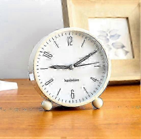 Analog Clock, Alarm Clock Battery Operated, Clock for Bedroom with Night Light Function, Simple Stylish Design for Room Dcor - White