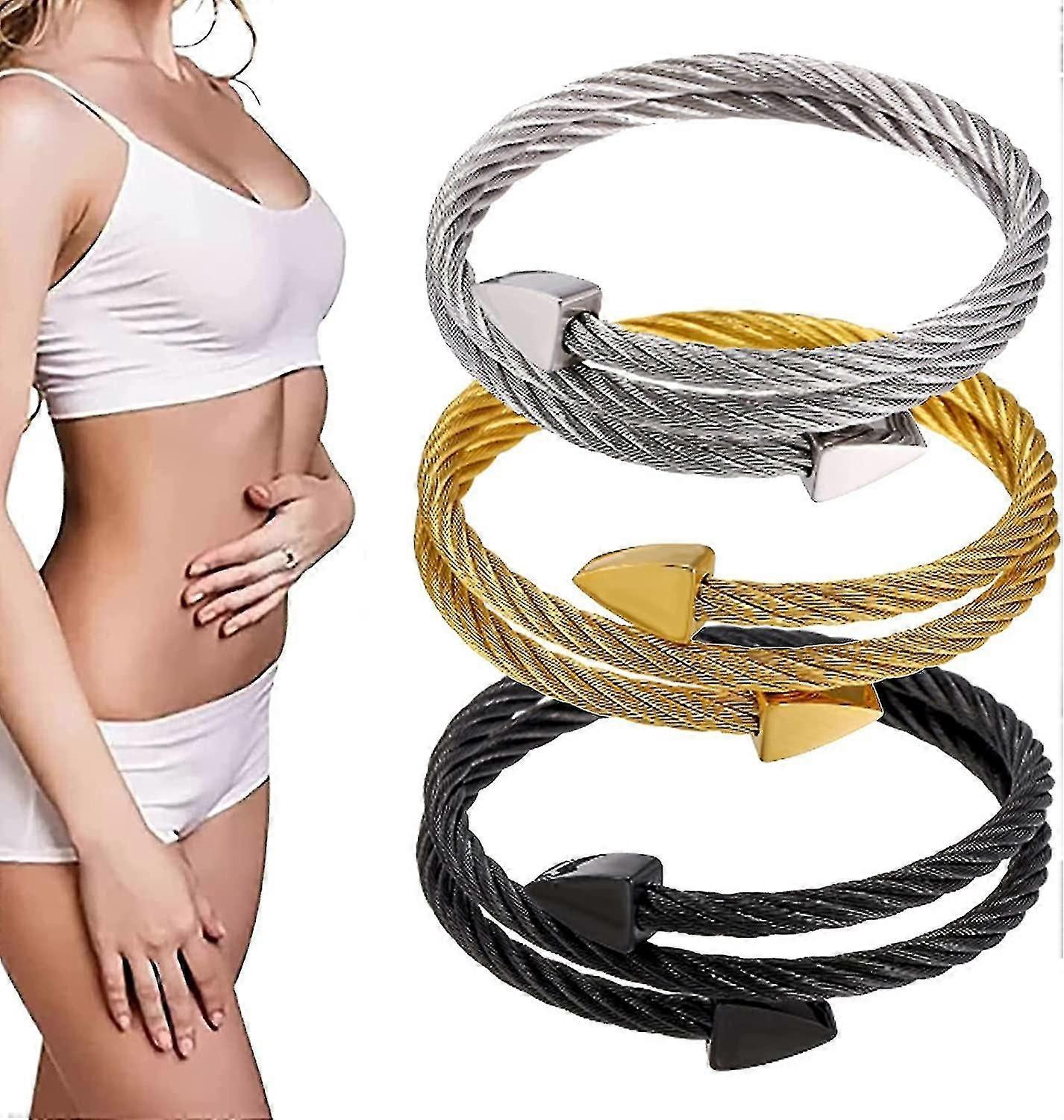 3pcs Crainoc Titanium Bangle, Titanium Bangle Bracelets, Adjustable Magnetic Detox Lymphatic Drainage Therapy Bracelet