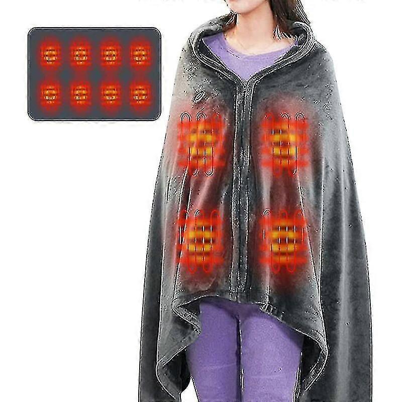 Cordless Heated Blanket Shawl Portable Usb Heated Plaid Blankets With 3 Levels Temperature Setting Electric Heated Poncho Washable 150 * 85Cm