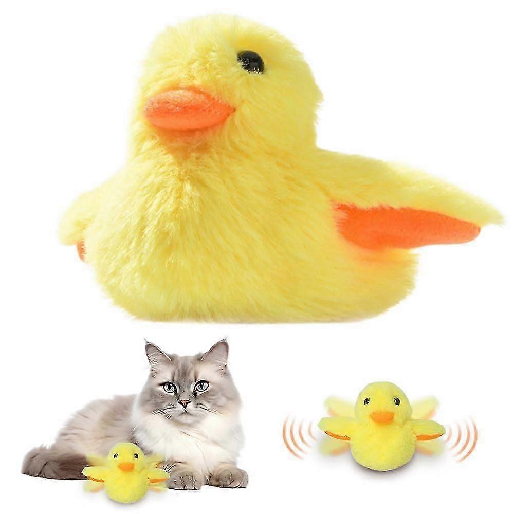 Cat Toys Rechargeable Flapping Duck, Duck Cat Toy with Lifelike Quacking Sound, Touch Activated