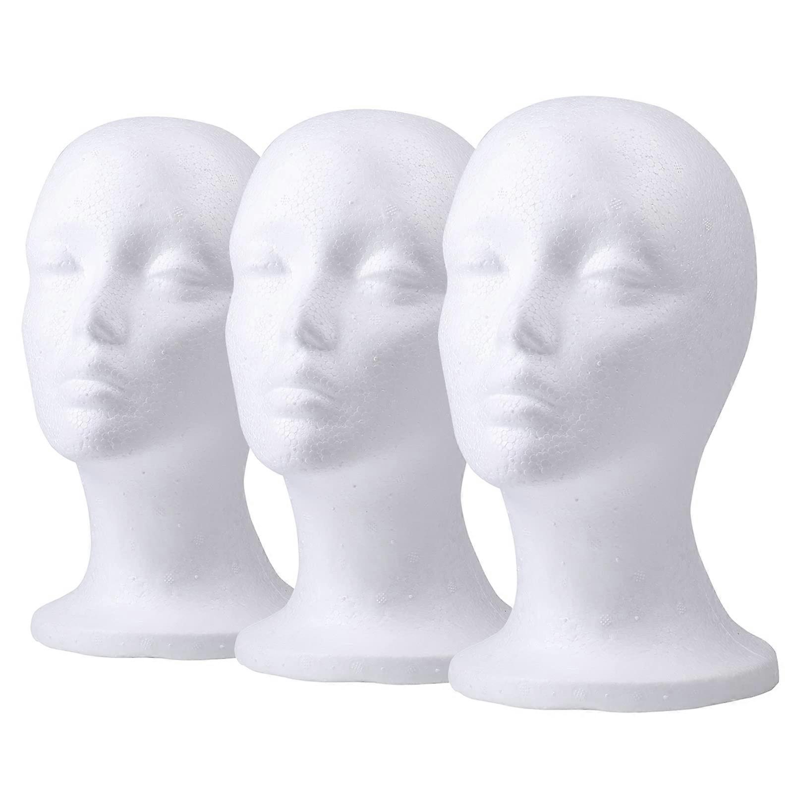 Styrofoam Mannequin Head For Cosmetics, Female, 3Piece Set, Wig Display Foam Head, Glasses And Hat Display Stand