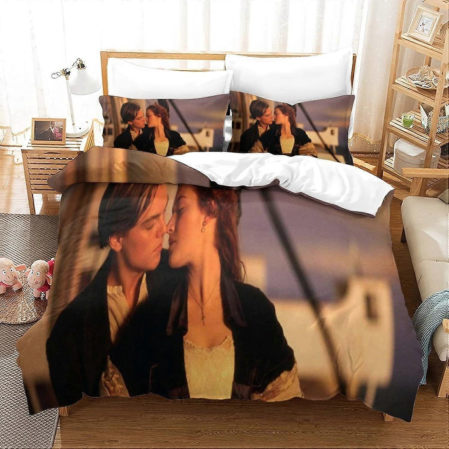 CAYBES جاك وروز تيتانيك 3D الرقمية الطباعة لحاف غطاء مجموعات الفراش مع الإبداع فيلم لحاف غطاء غطاء لينة ستوكات غطاء مع سحاب Cl