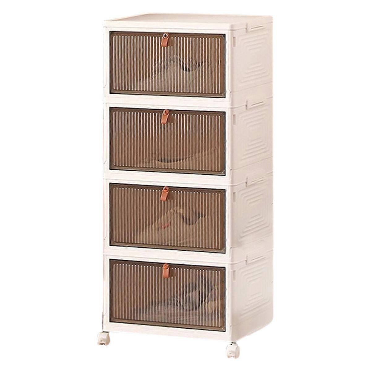 3/4 Tier Stackable Storage Boxes with Lids,Sturdy PP Matterial, Foldable Plastic Storage Unit for Toys/ Clothes B