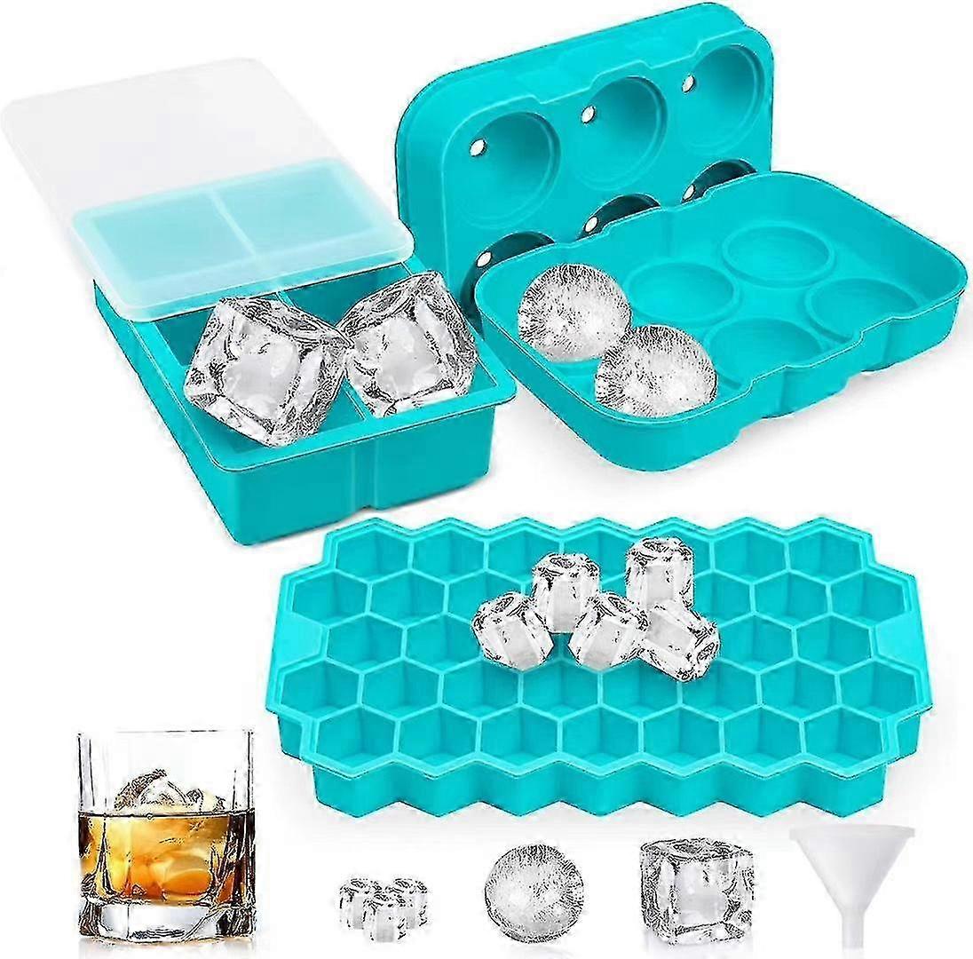 3pcs Ice Cube Trays Silicone Ice Cube Tray With Lids, Ice Cube Mold 25-26s