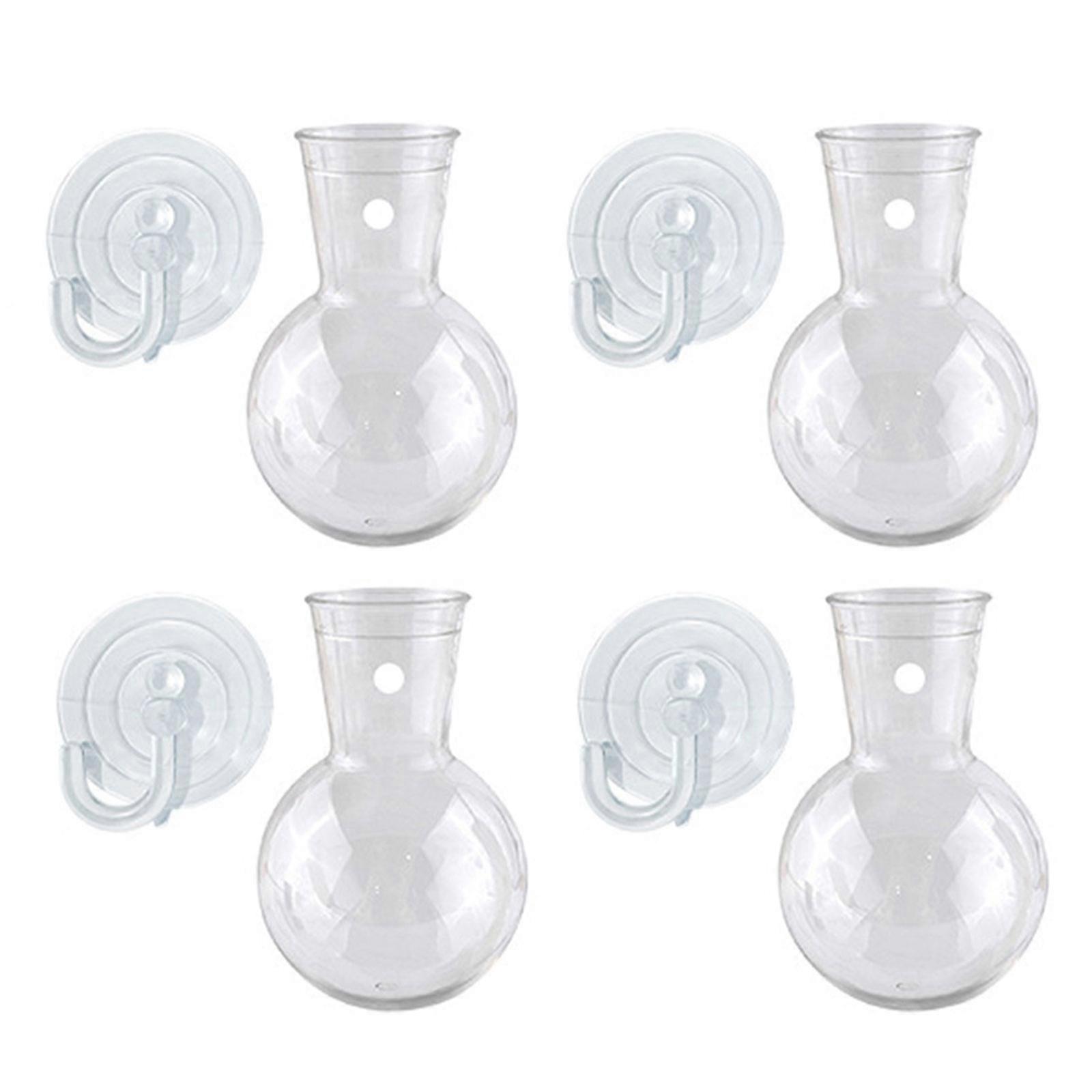 2/4Pcs Clear Acrylic Hanging Vases Hydroponic Plant Containers Holders with Suction Hooks for Home and Office Decoration Multicolor