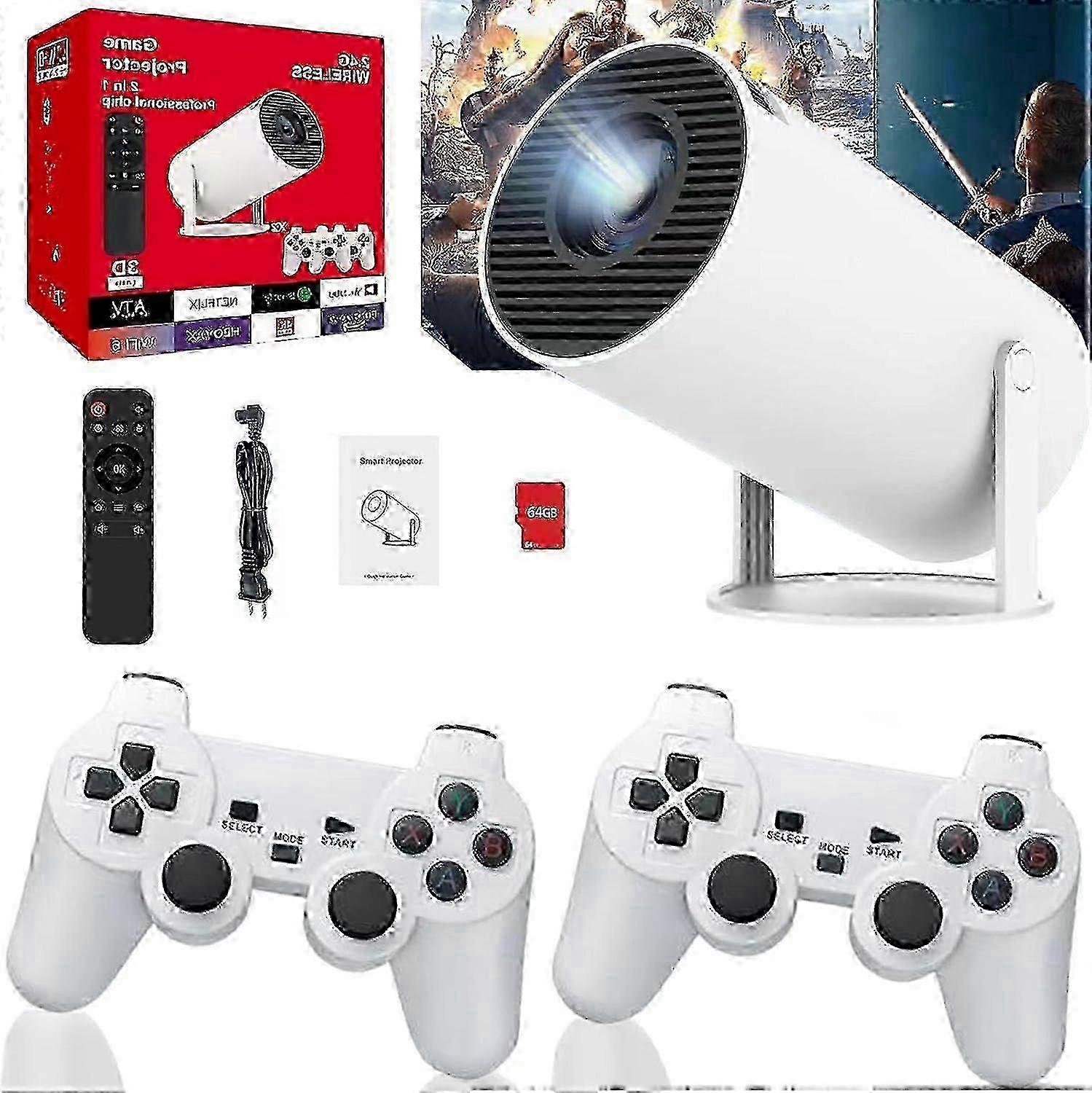 Projecteur intelligent 4K avec console de jeu rétro, plus de 20 000 jeux intégrés – Système home cinéma portable avec connectivité Wi-Fi/Bluetooth_cd