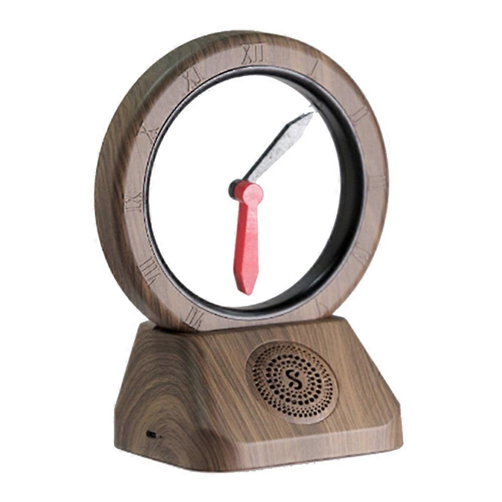 Bluetooth Speakers Reverse Clock Speakers for Home Decor Walnut Color