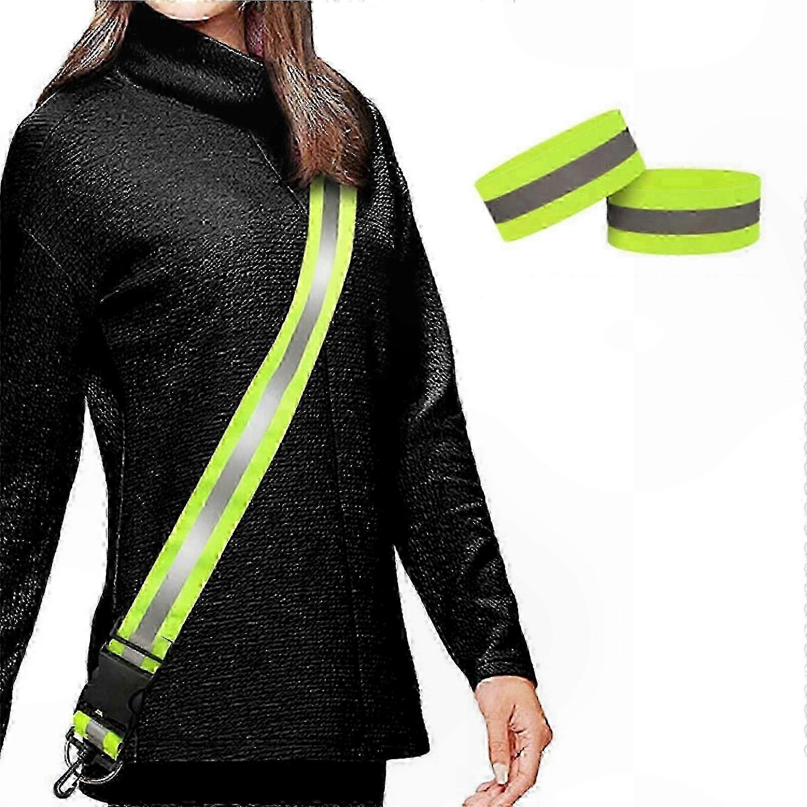 High Visibility Reflective Sash for Night Walking and Running, Unisex, Includes 2 Reflective Accessories