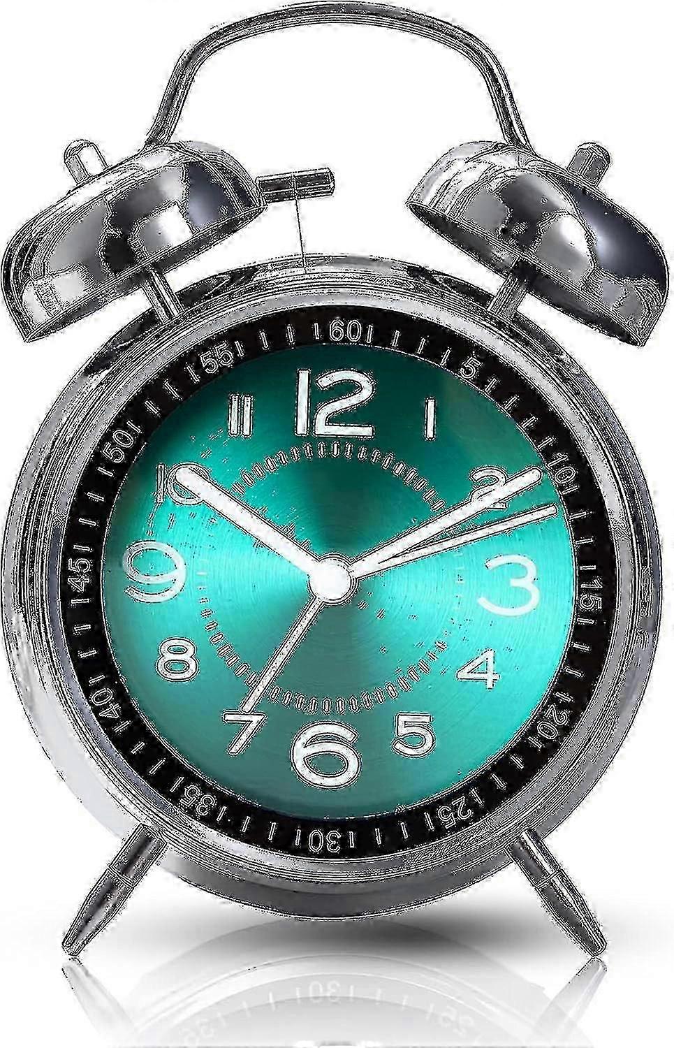 Retro Twin Bell Alarm Clock - Silent Non-Ticking for Bedside Edition 1128