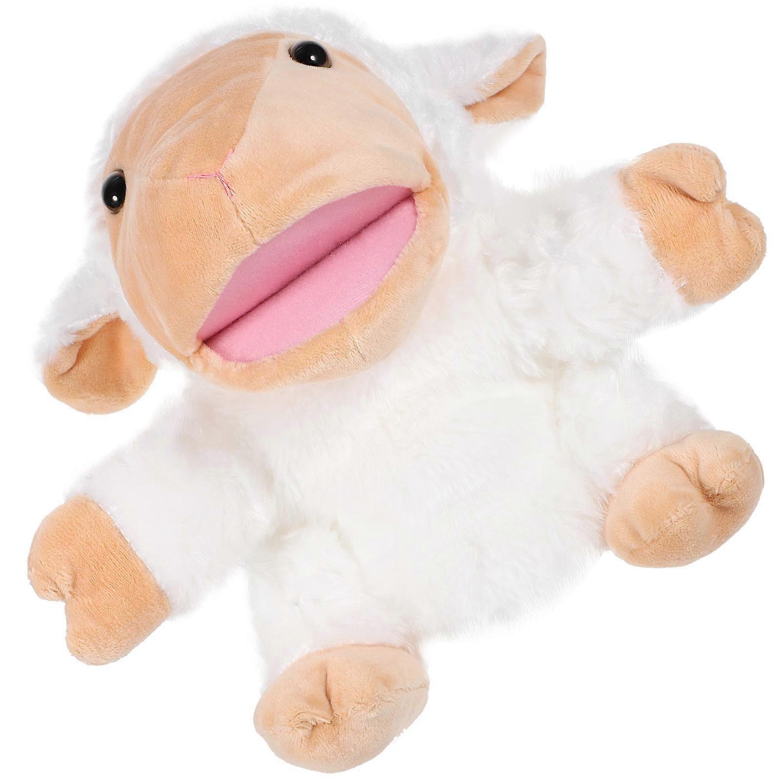 FRCOLOR Plush Sheep Hand Puppet Cartoon Parent child Interactive Plush Toy