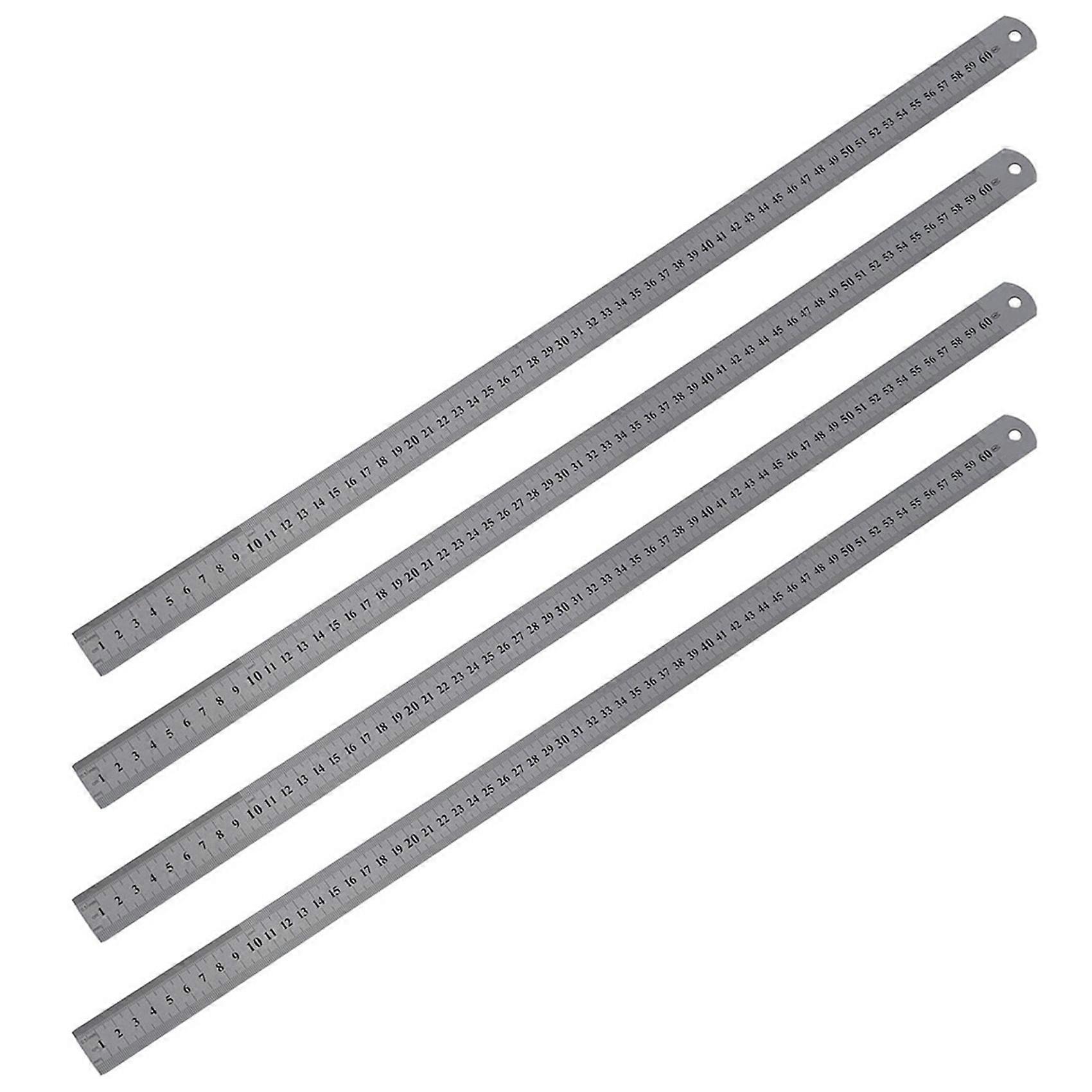 4X 60cm Stainless Metal Measuring Straight Ruler