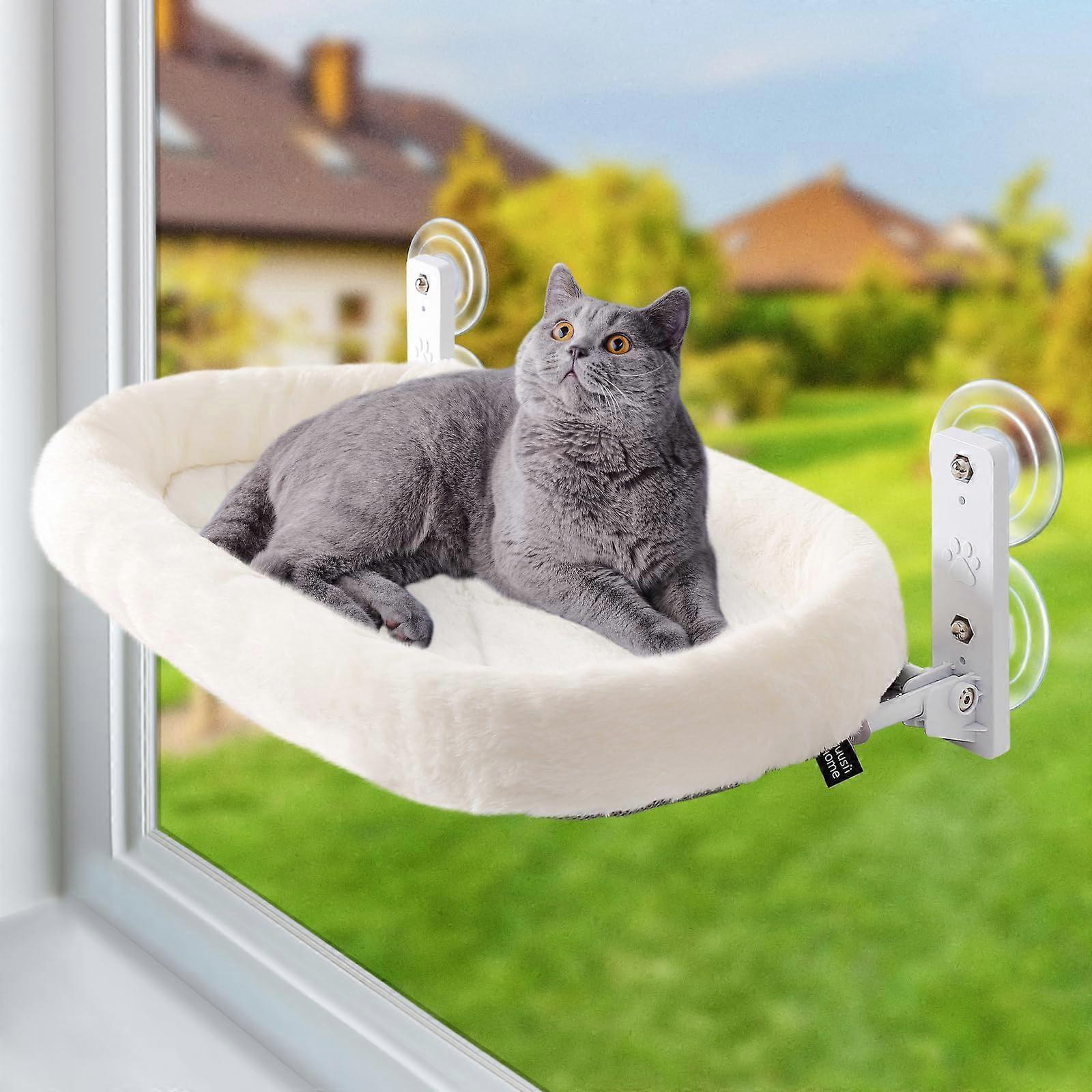 Cat Hammock, a foldable sunbathing lounge chair, easy to assemble, size 60*30cm, maximum load capacity 18kg, white.
