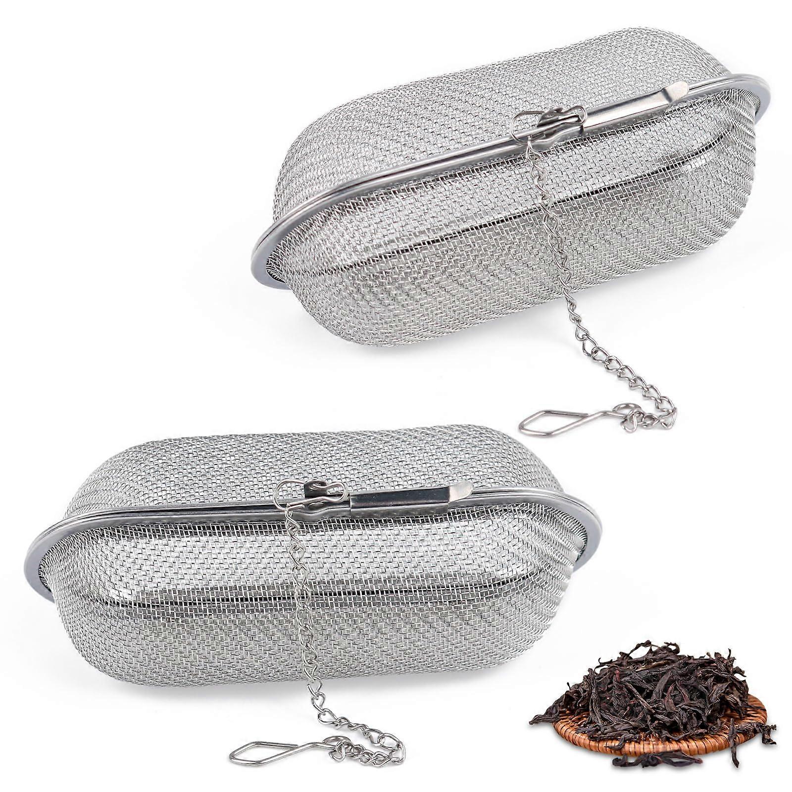 2 Pack Stainless Steel Tea Infuser with Chain, Fine Mesh Filter for Loose Leaf Tea, Spices and Herbs