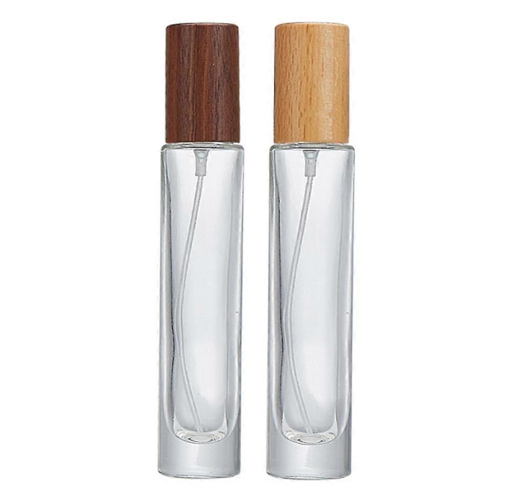 2 Pack 15ml Refillable Glass Perfume Spray Bottles with Wooden Lid, Fine Mist Travel Atomizer