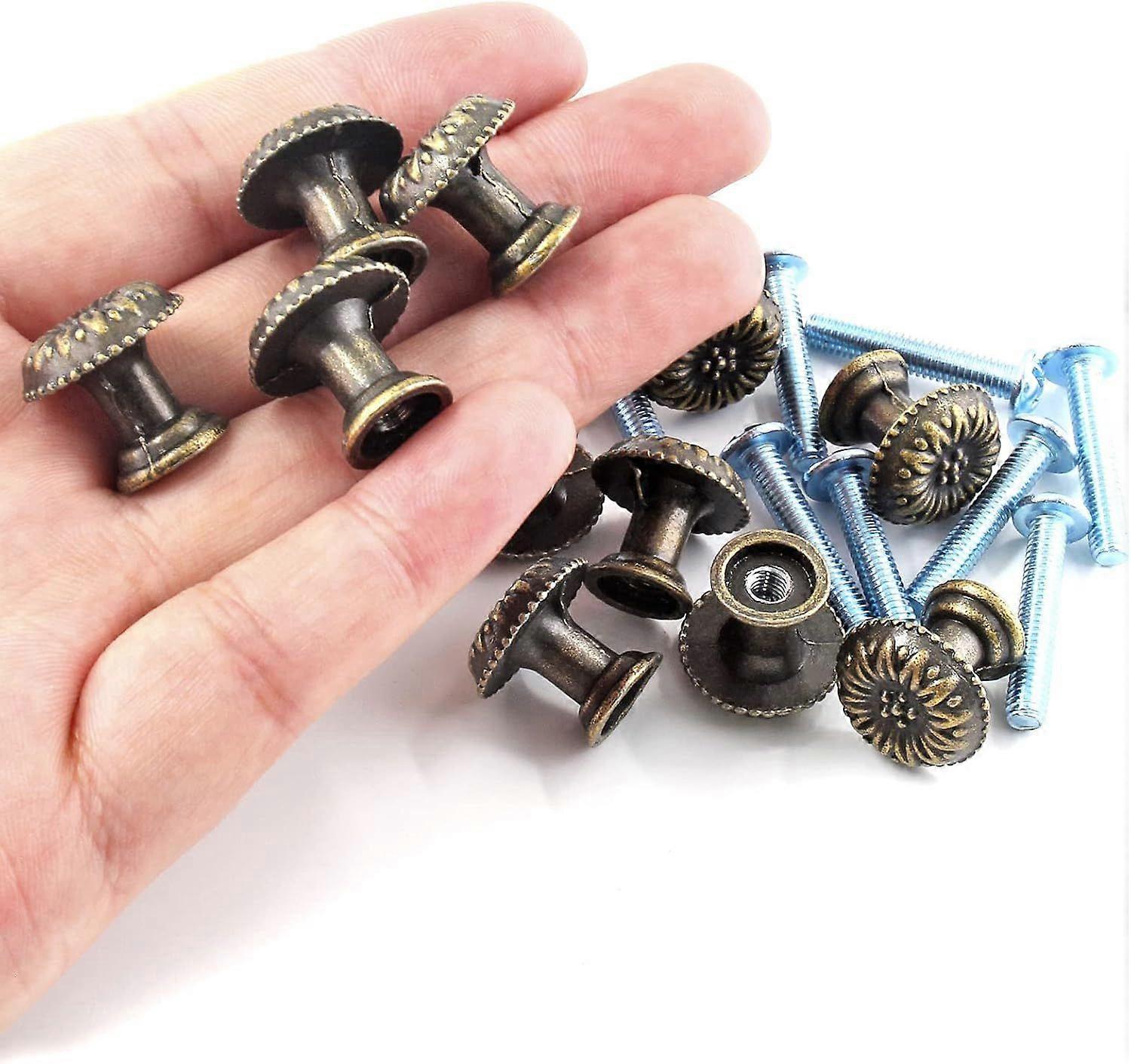 Vintage Mini Jewelry Box Knobs - 12 Pcs, Retro Bronze Mini Cabinet Knobs