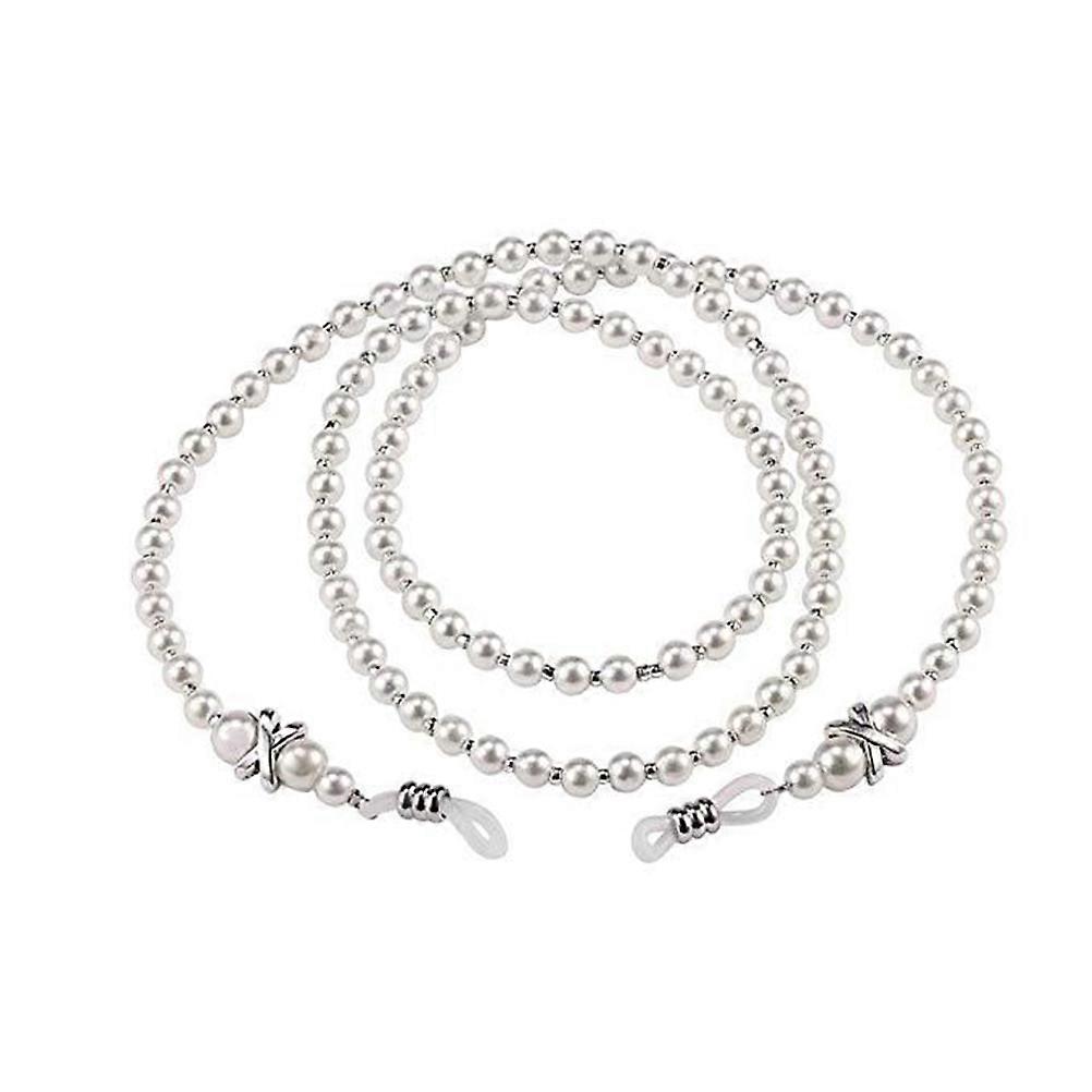 Eyeglasses String Holder Pearl Strap for 6Pcs Silver Eyewear Retainer