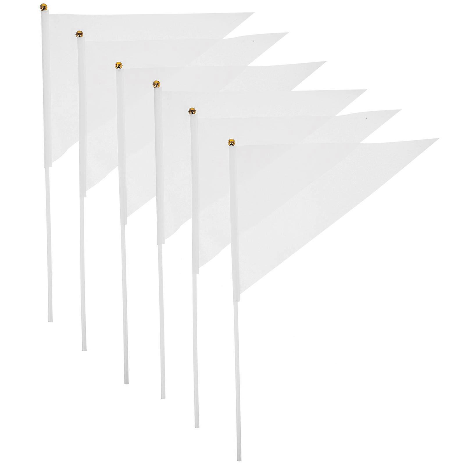 Durable Polyester Small Handheld Flags for Outdoor Use 30Pcs White Flags