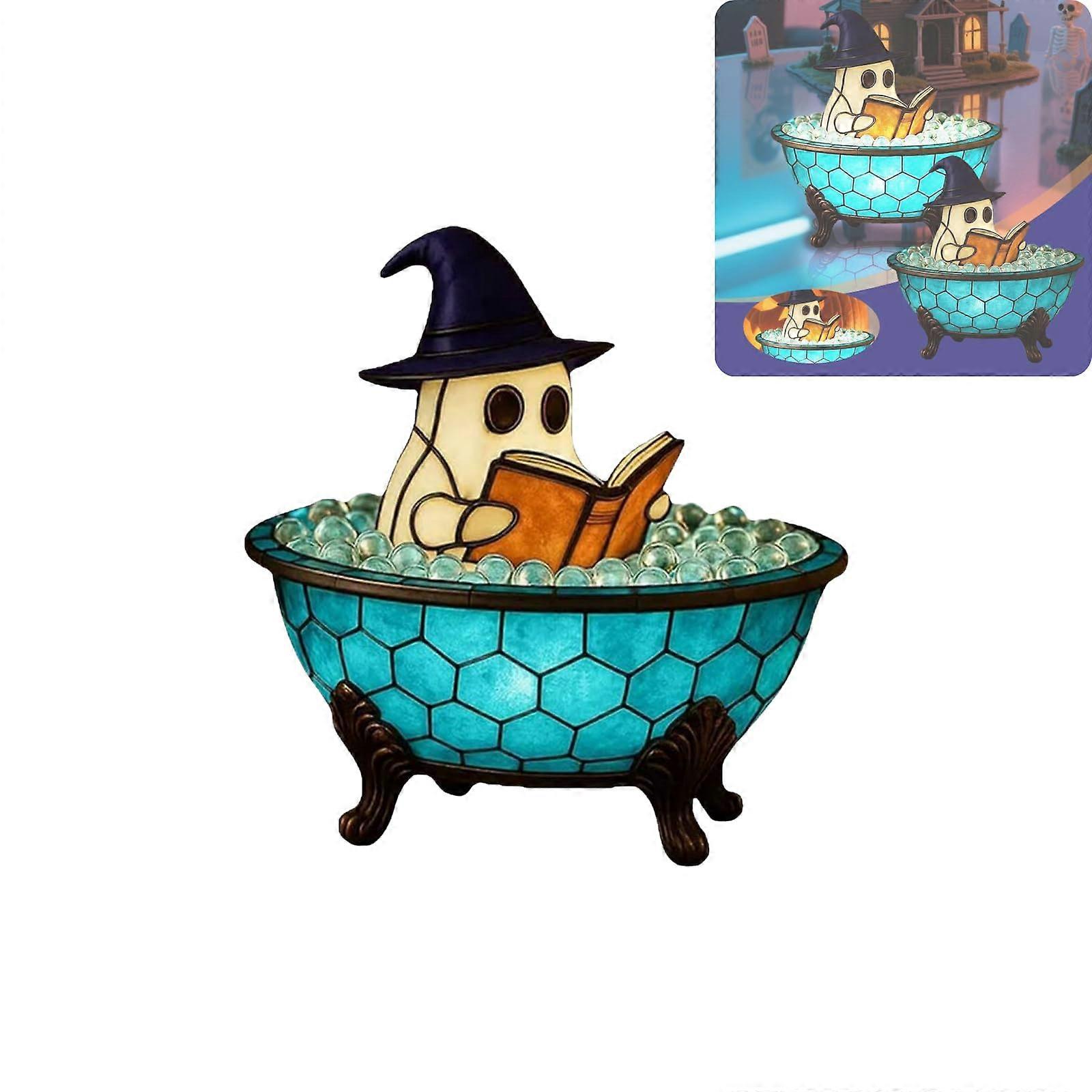 Halloween Ghost Bubble Bath LED Lamp with ColorChanging Glow, USB Powered Night Light for Bathroom Decor