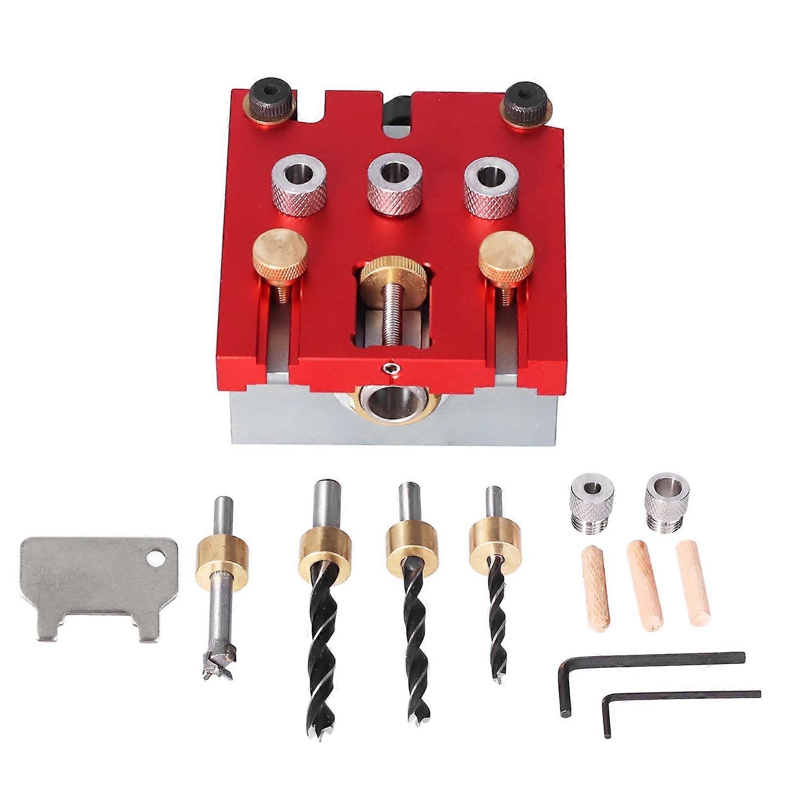 Adjustable Aluminum Drill Guide with Precision Hole Positioning for Woodworking and Cabinet Assembly